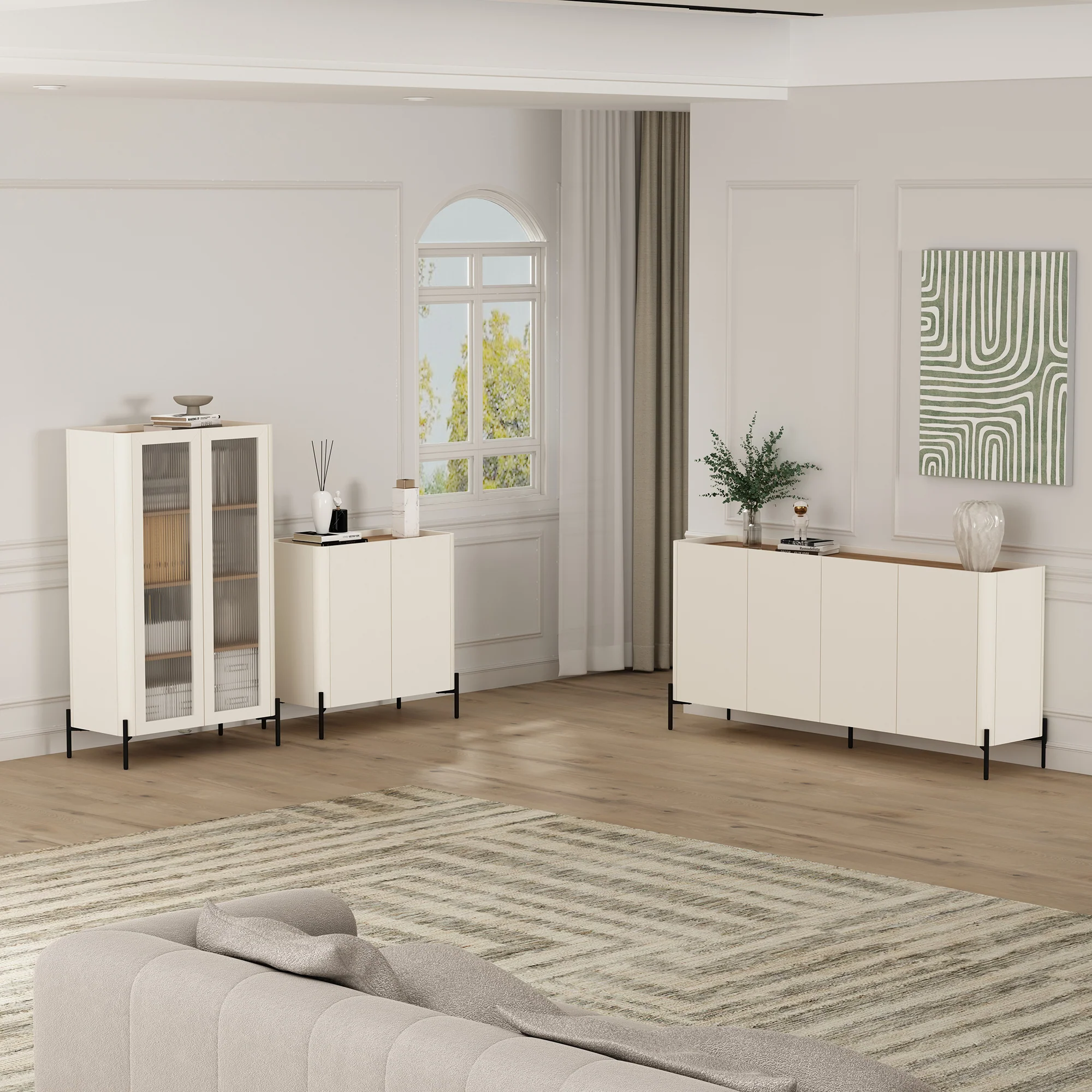 2-Piece Abbey Accent Cabinet and Bookcase in Maple and Off White - Image 22
