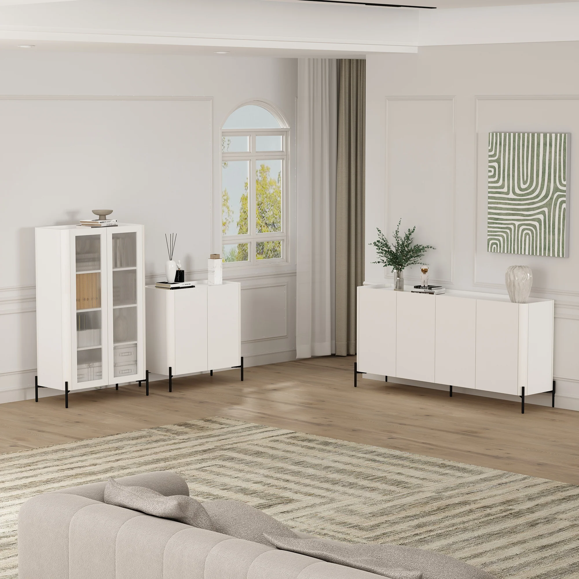 2-Piece Abbey Accent Cabinet and Bookcase in White - Image 22