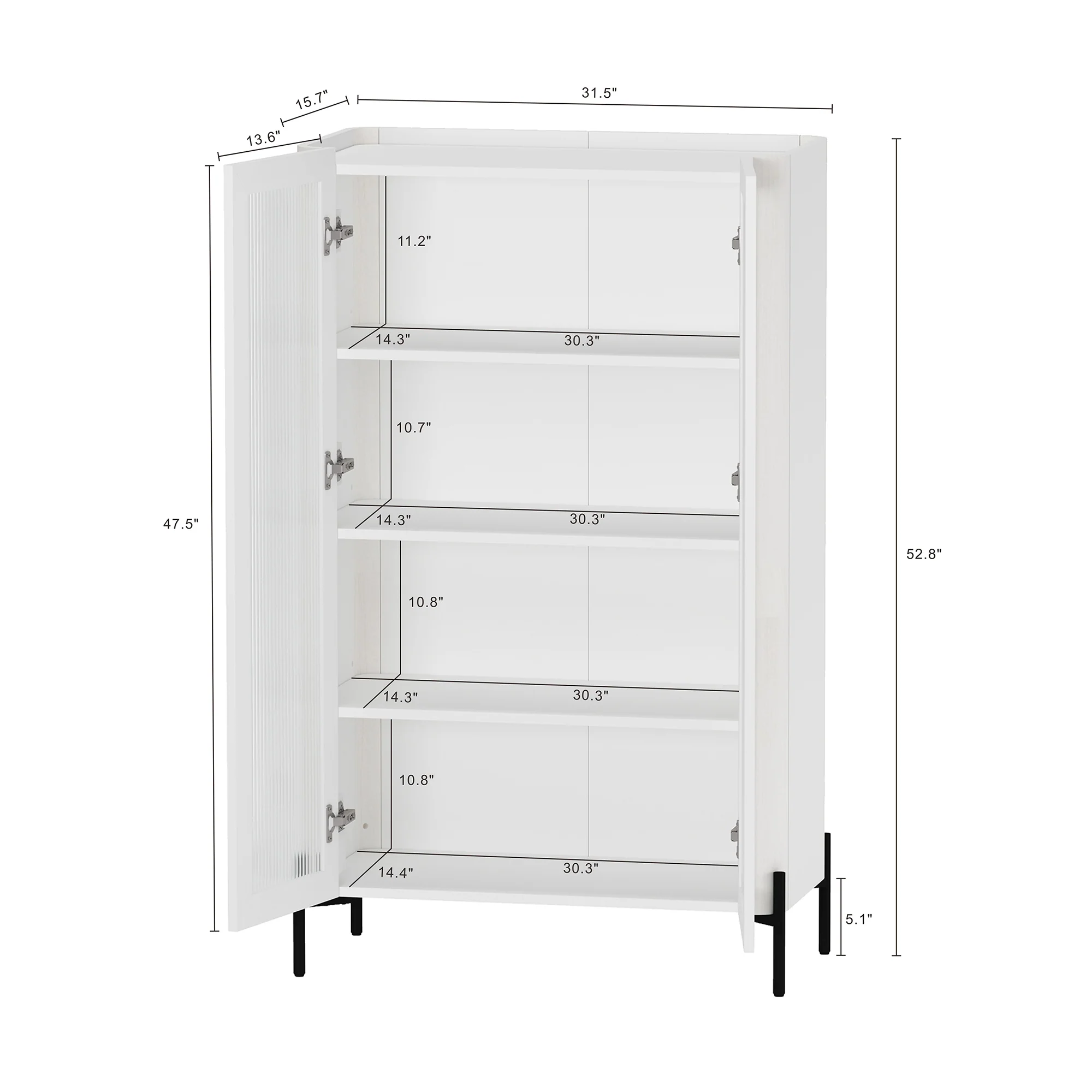 2-Piece Abbey Bookcase and Sideboard in White - Image 3