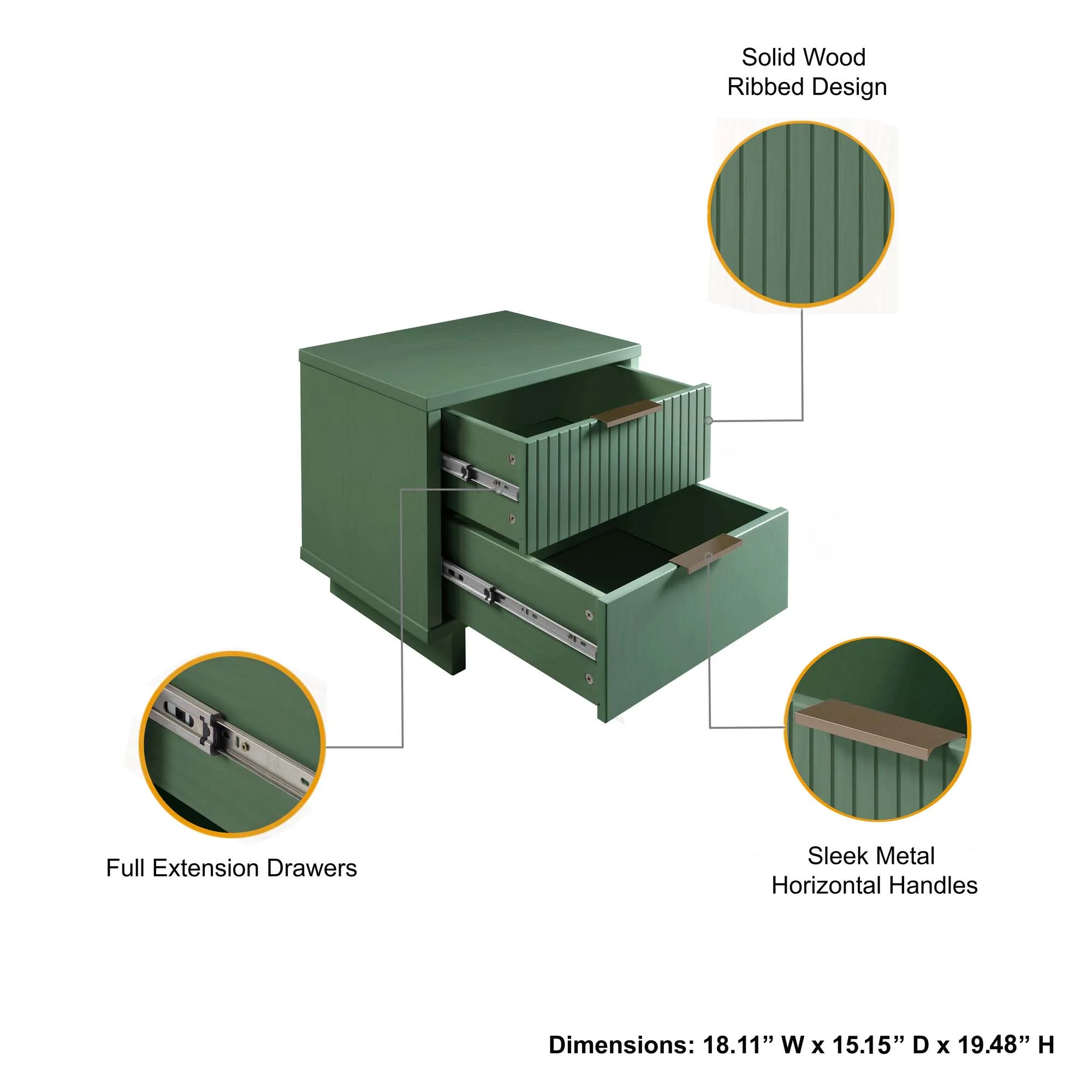 Granville 2-Piece Standard Dresser and Nightstand Set in Sage Green - Image 6