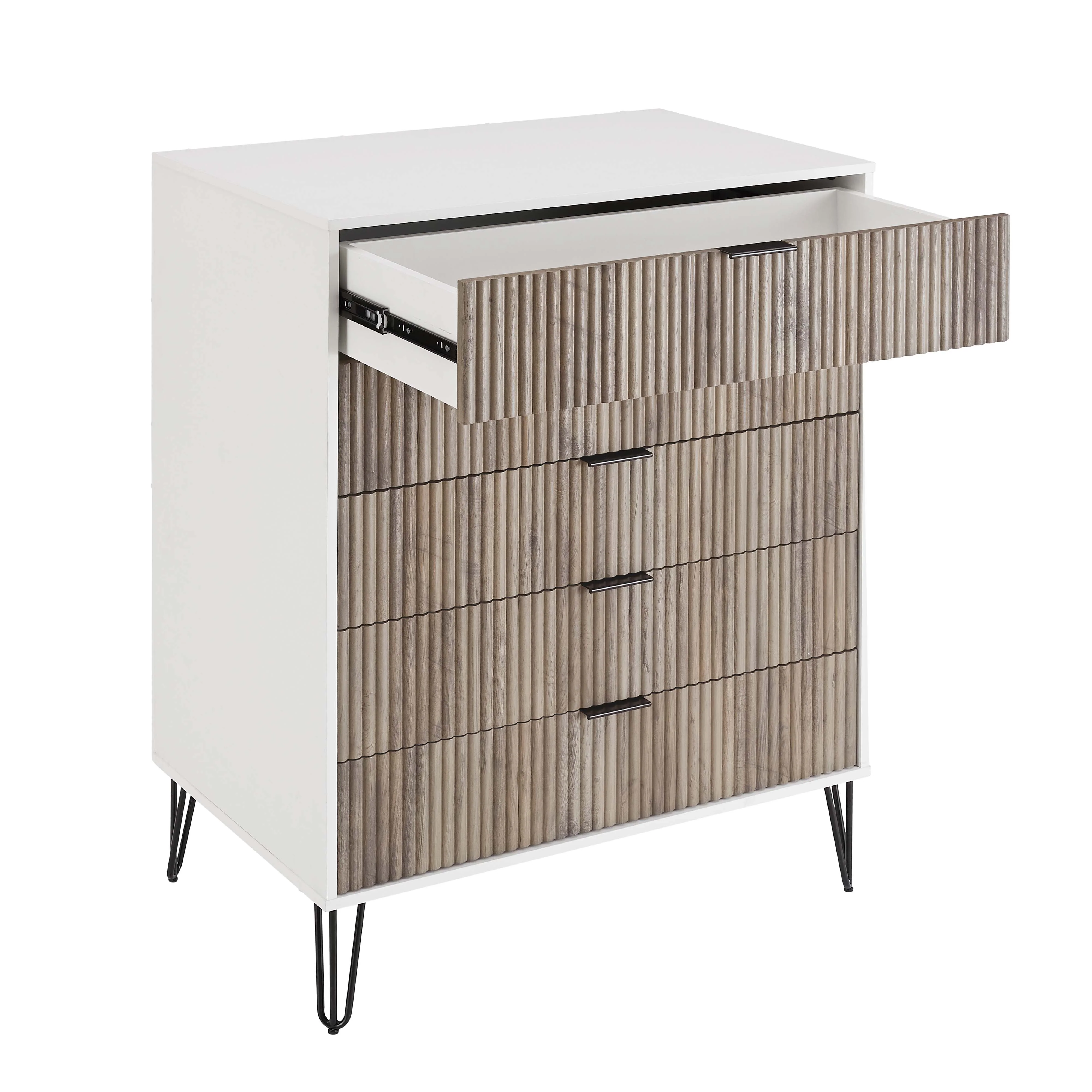 3-Piece DUMBO 5-Drawer Tall Dresser, DUMBO 3-Drawer Standard Dresser and DUMBO Nightstand 2.0 in White and Grey - Image 16