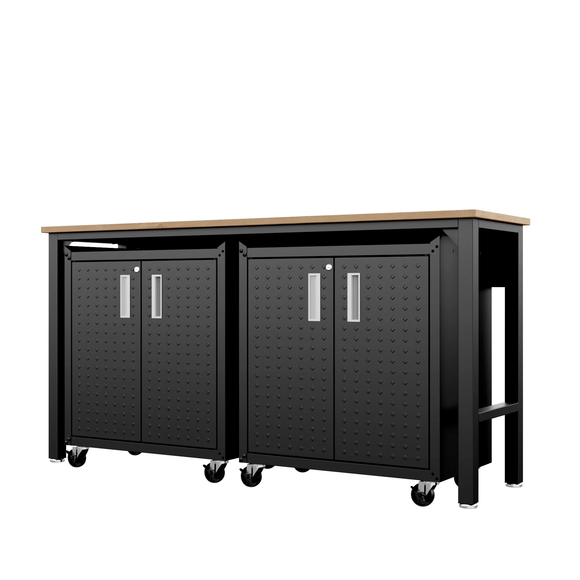 3-Piece Fortress Mobile Space-Saving Garage Cabinet and Worktable 1.0 in Charcoal Grey - Image 7