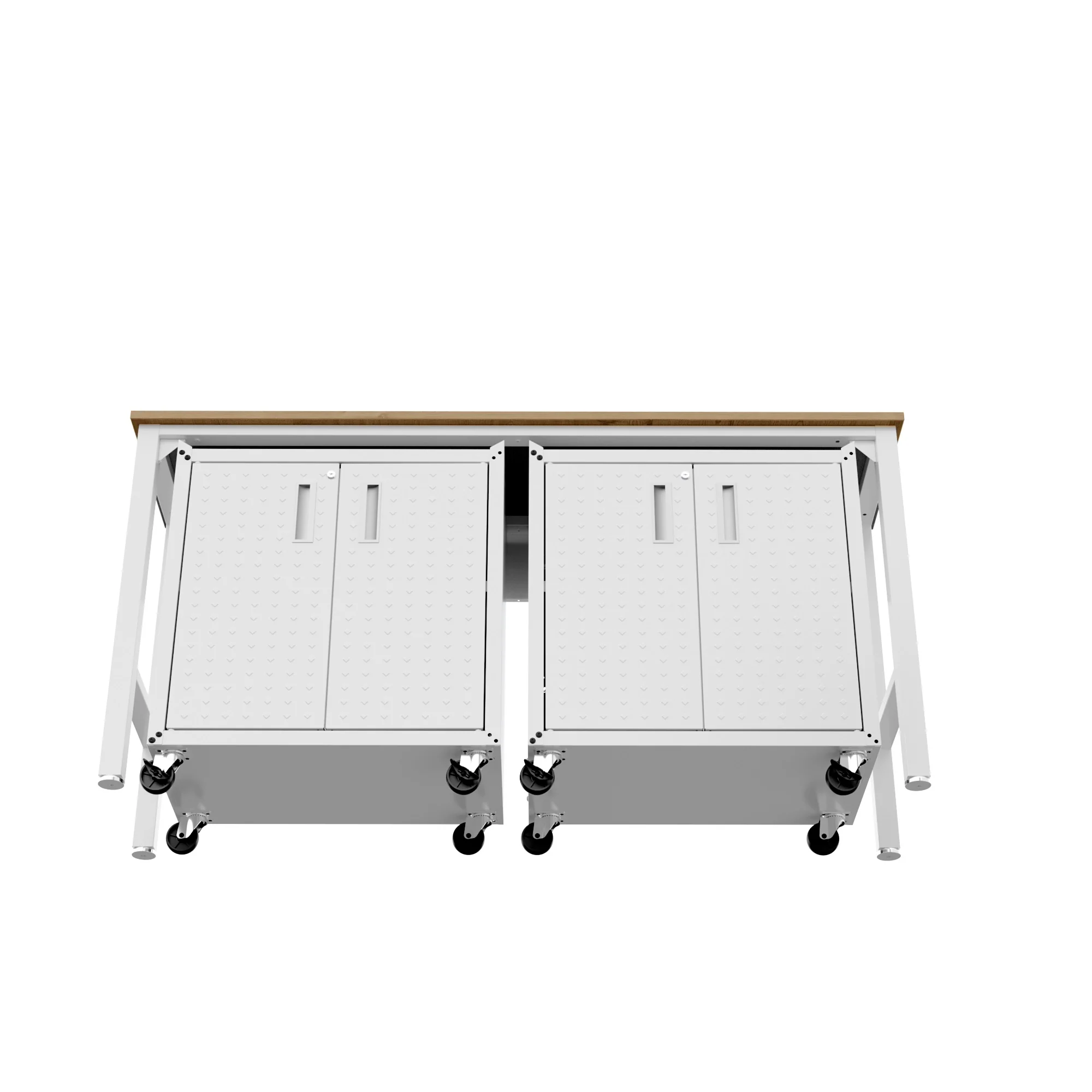 3-Piece Fortress Mobile Space-Saving Garage Cabinet and Worktable 1.0 in White - Image 6
