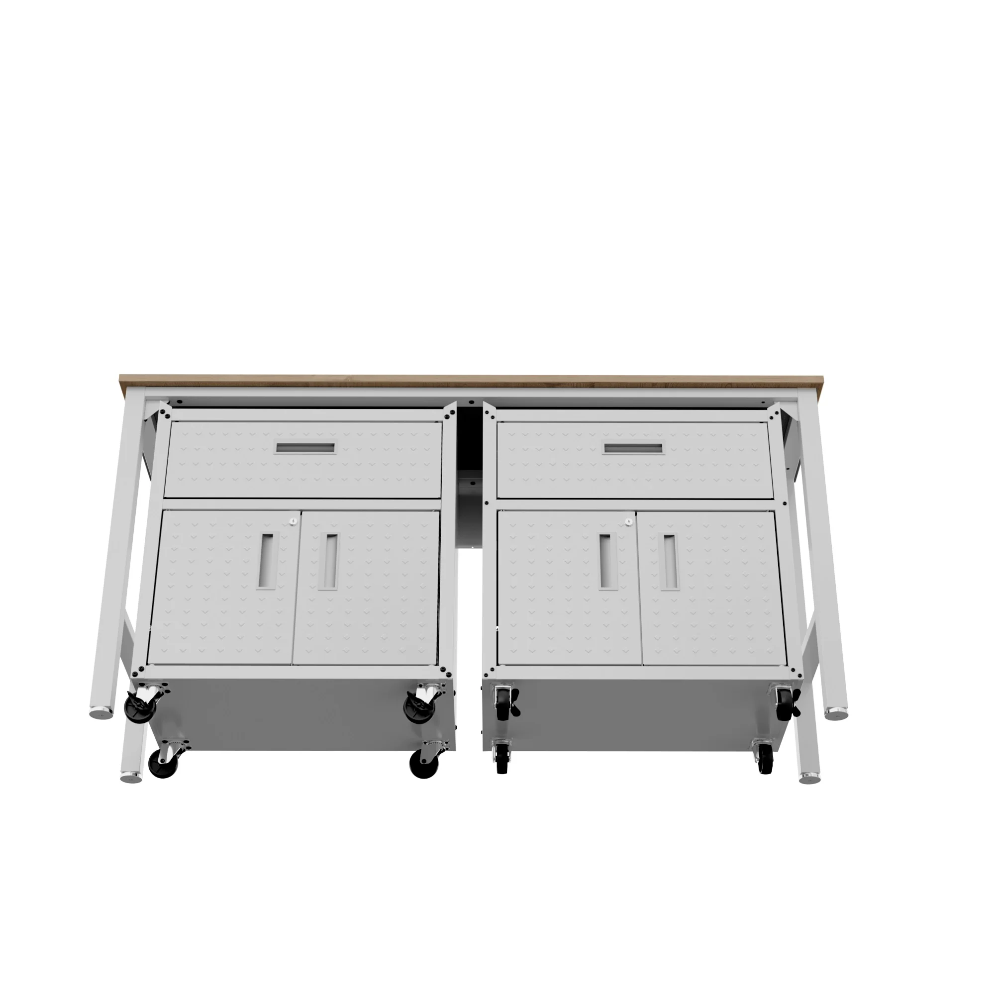 3-Piece Fortress Mobile Space-Saving Garage Cabinet and Worktable 4.0 in White - Image 5