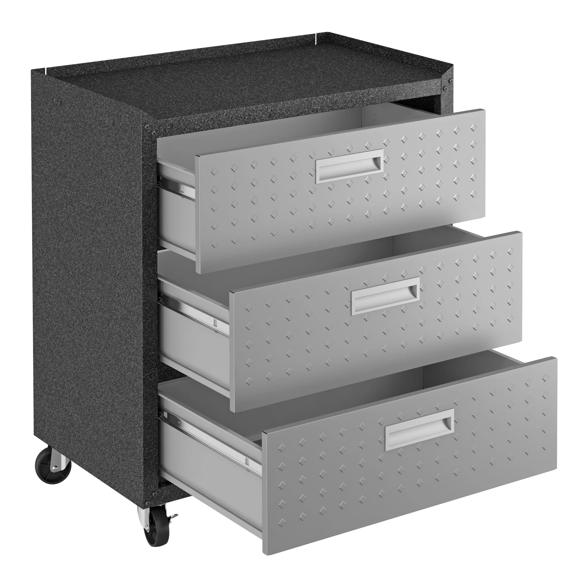 3-Piece Fortress Mobile Space-Saving Garage Cabinet and Worktable 6.0 in Grey - Image 4