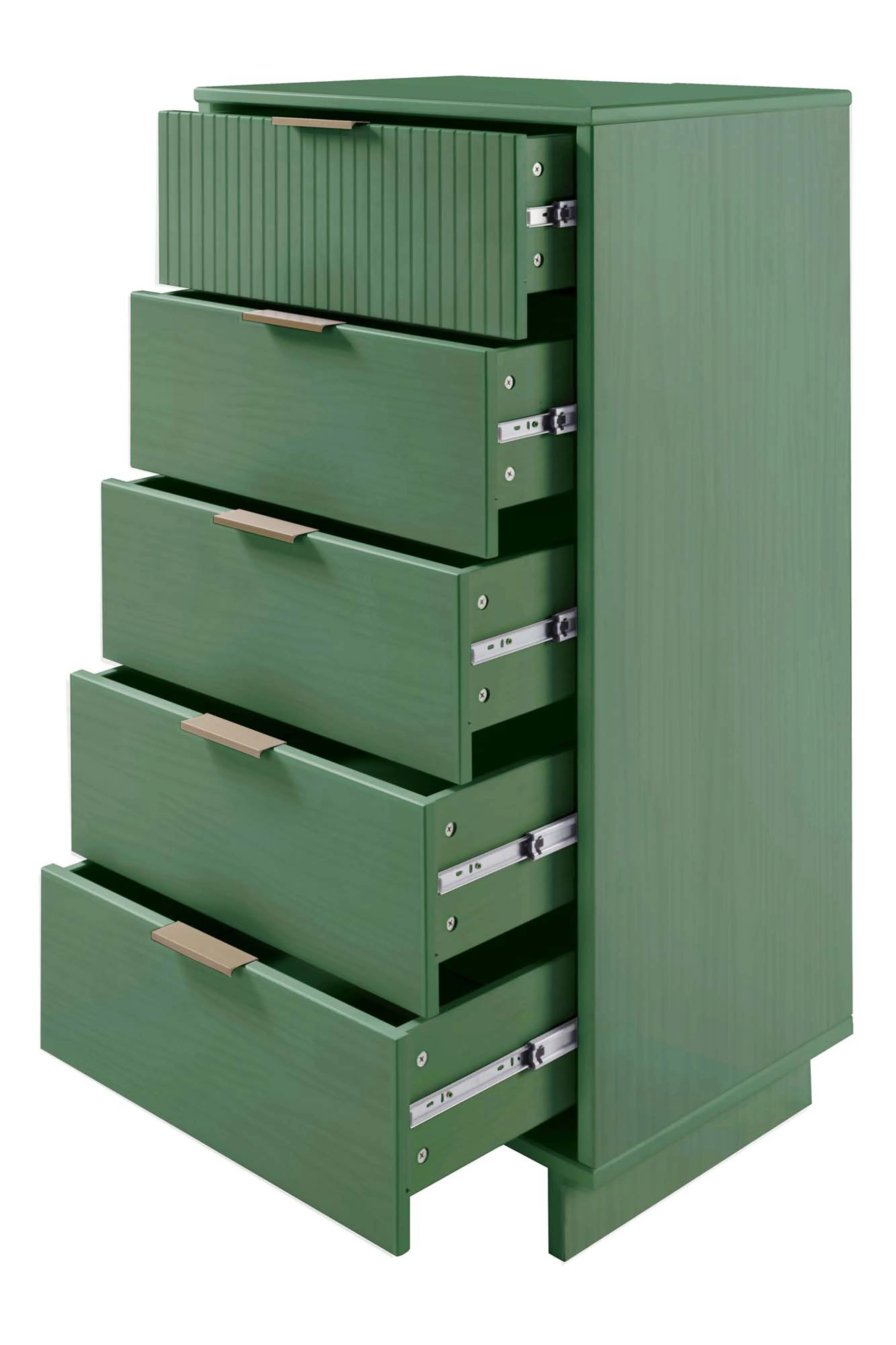 Granville 3-Piece Standard Dresser, Tall Narrow Chest and Nightstand Set in Sage Green - Image 15