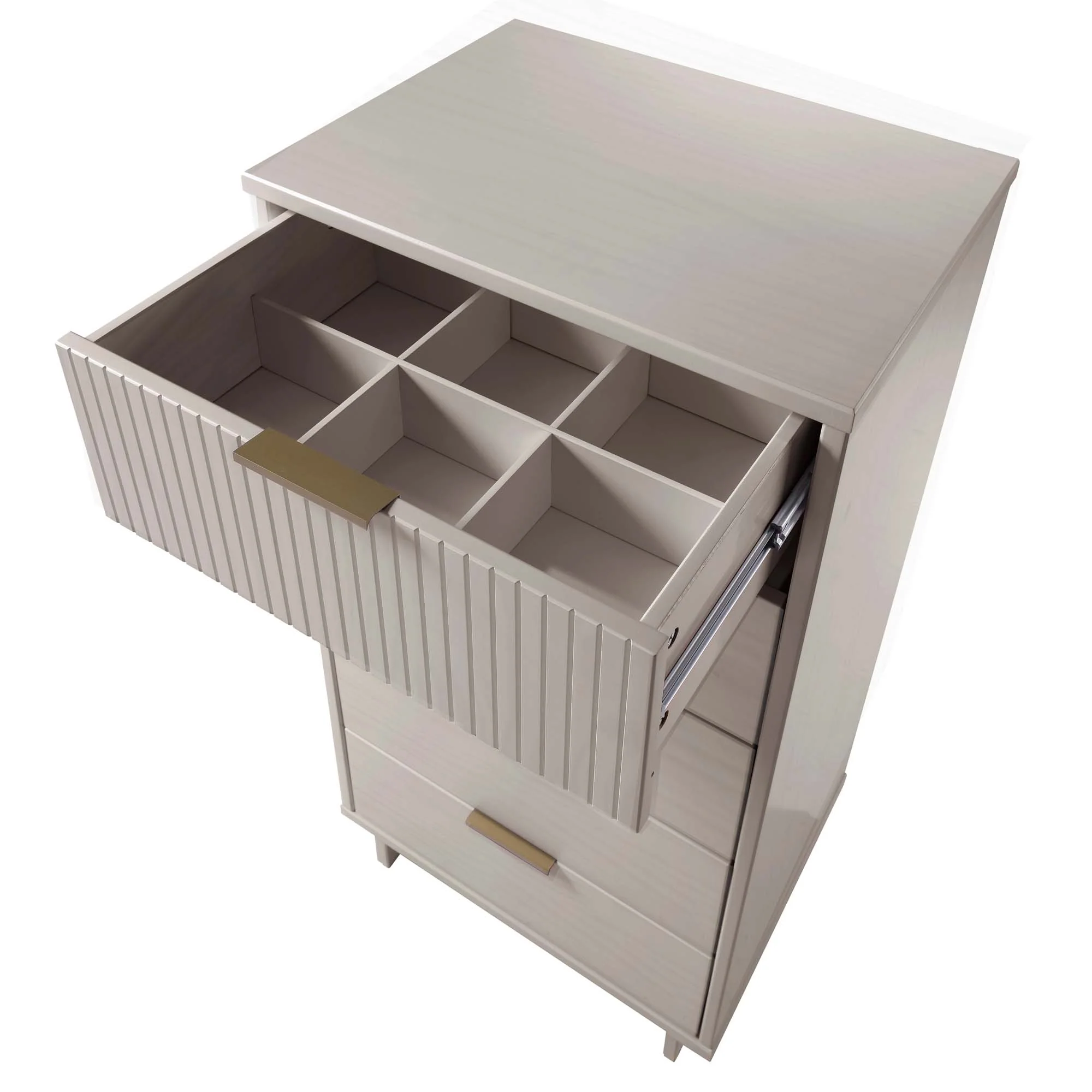 Granville 3-Piece Tall Narrow Chest, Double Dresser and Nightstand Set in Light Grey - Image 16