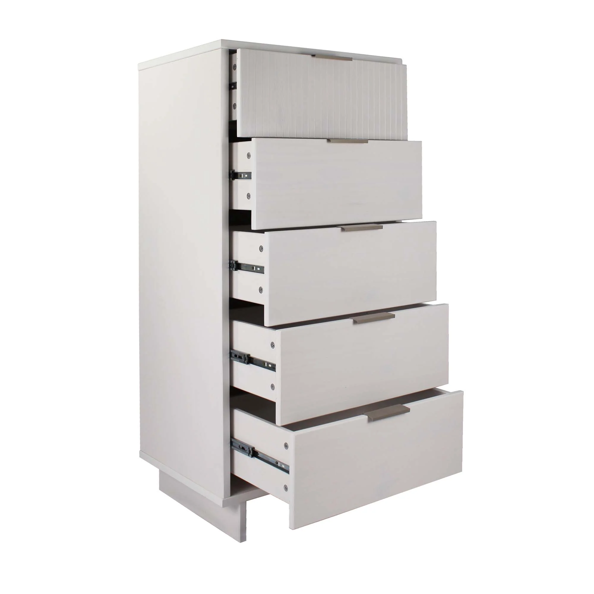 Granville 3-Piece Tall Narrow Chest, Double Dresser and Nightstand Set in White - Image 15