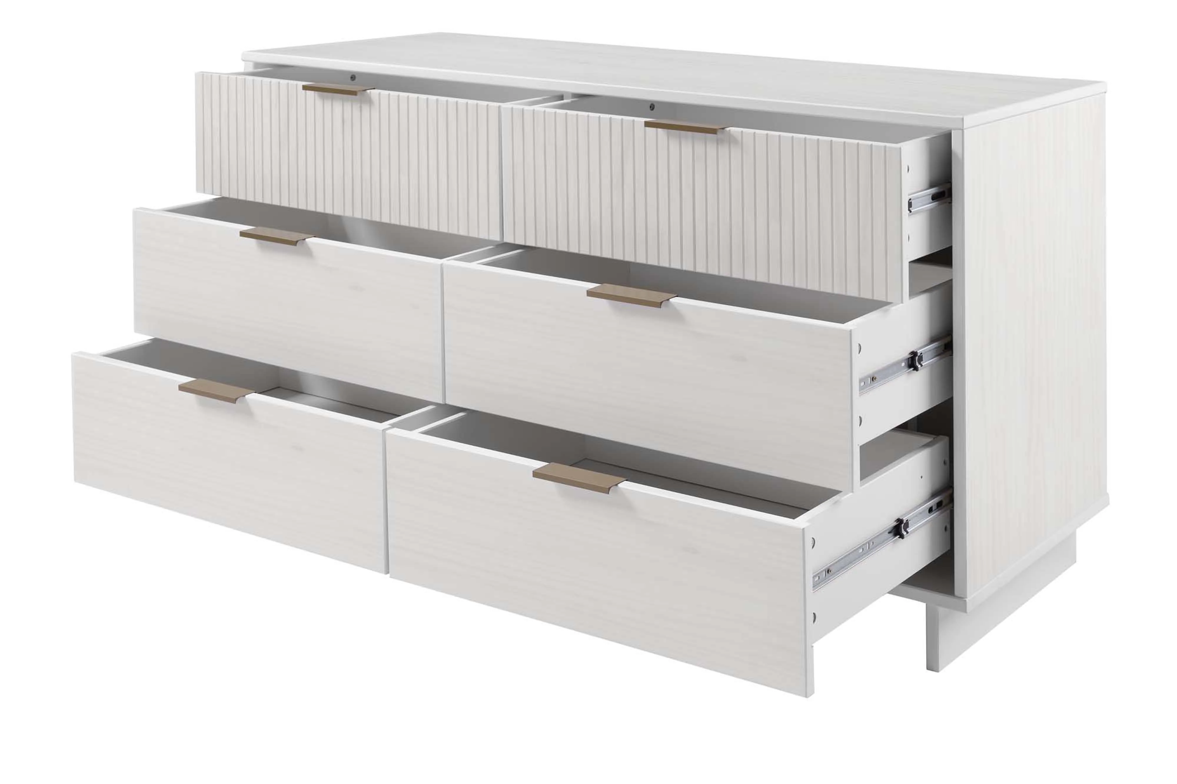Granville 3-Piece Tall Narrow Chest, Double Dresser and Nightstand Set in White - Image 22