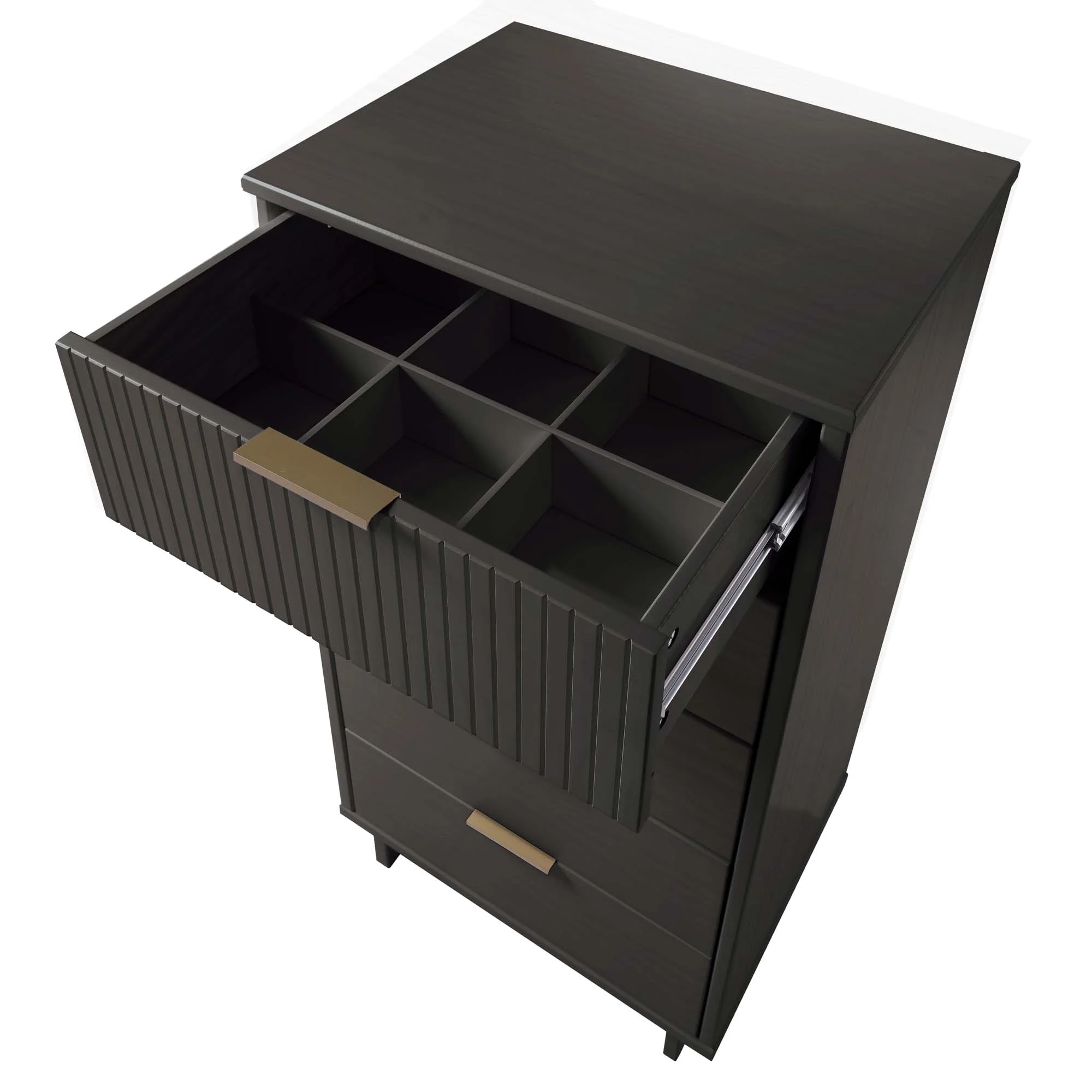 Granville 3-Piece Tall Narrow Chest, Double Dresser Set and Standard Dresser Set in Dark Grey - Image 16