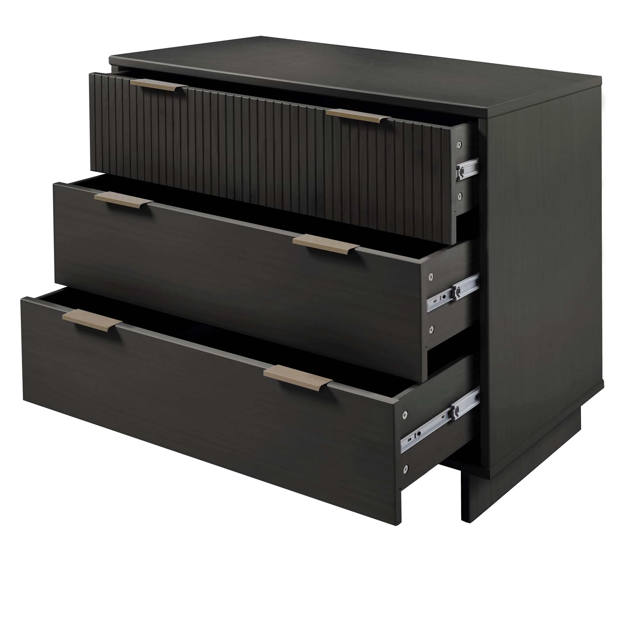 Granville 3-Piece Tall Narrow Chest, Double Dresser Set and Standard Dresser Set in Dark Grey - Image 22