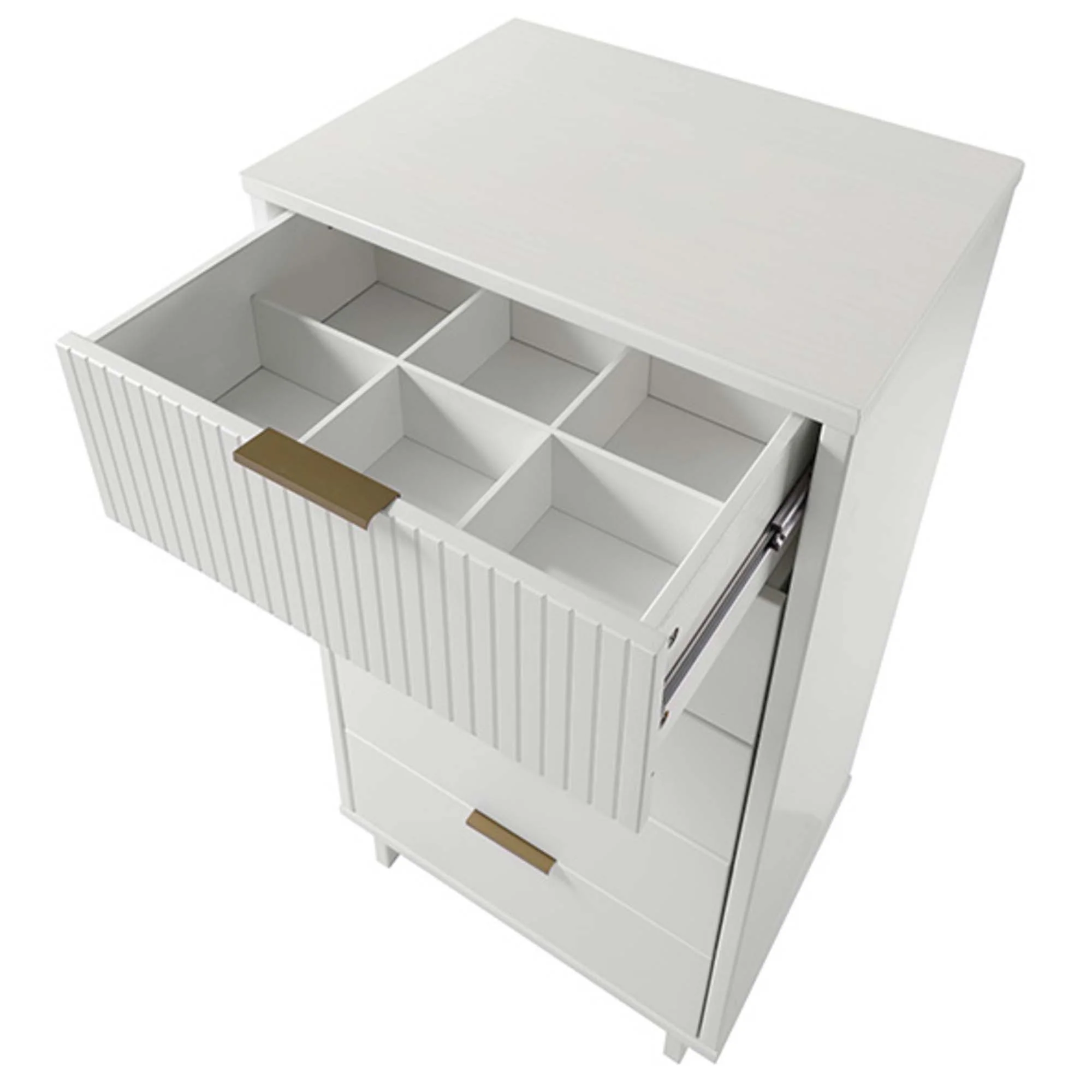 Granville 3-Piece Tall Narrow Chest, Double Dresser Set and Standard Dresser Set in White - Image 16