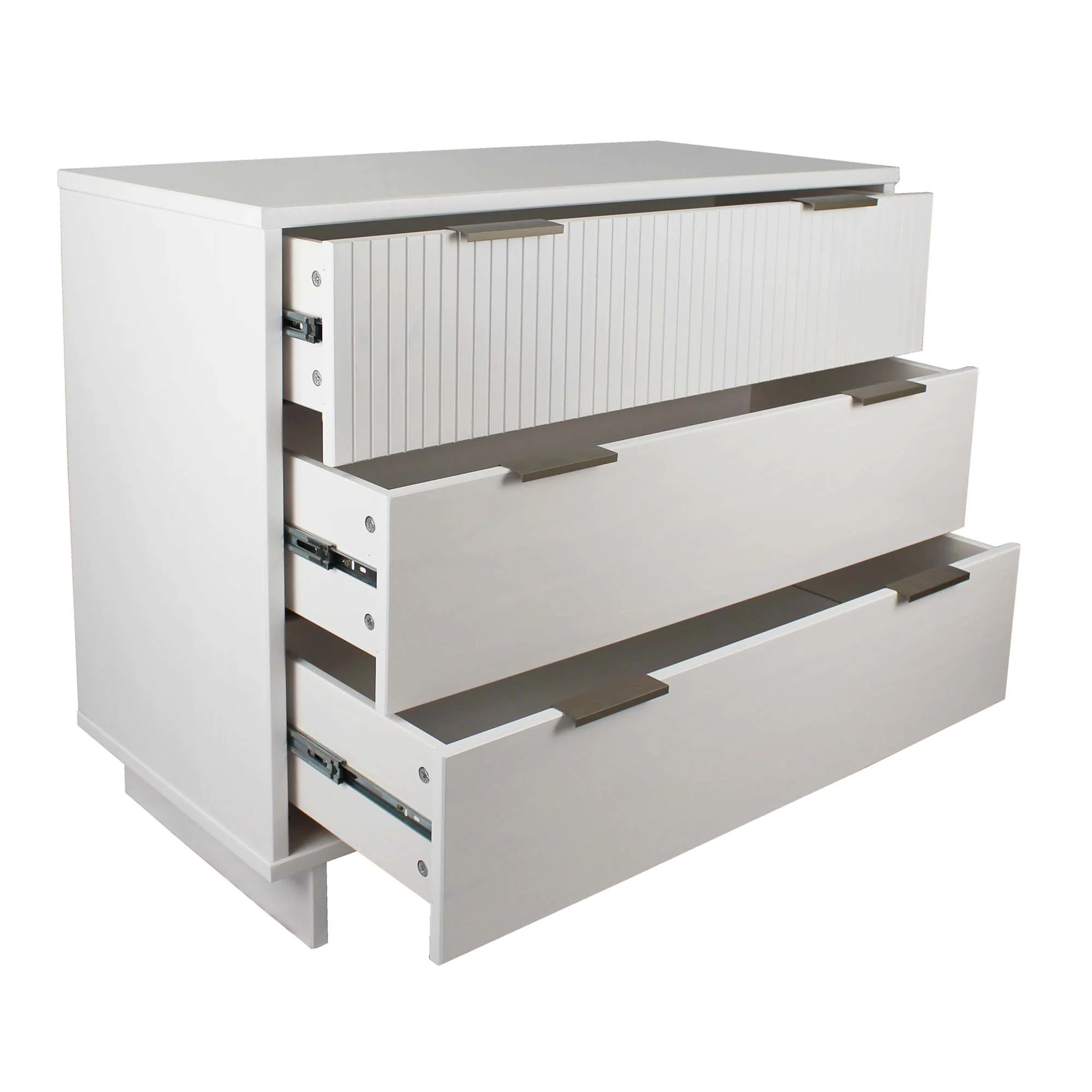Granville 3-Piece Tall Narrow Chest, Double Dresser Set and Standard Dresser Set in White - Image 22