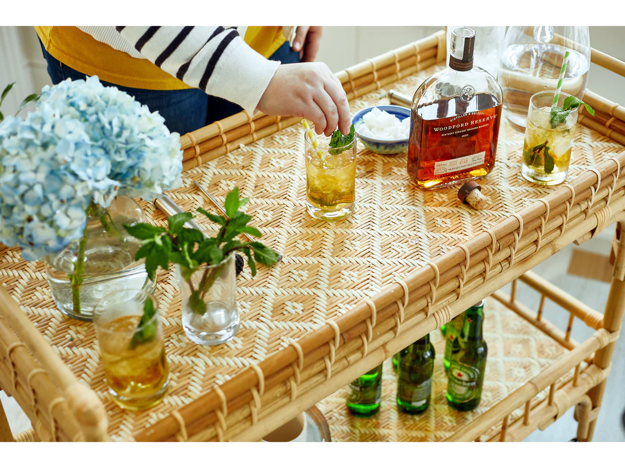 5 O'Clock Natural Rattan Bar Cart - Image 3