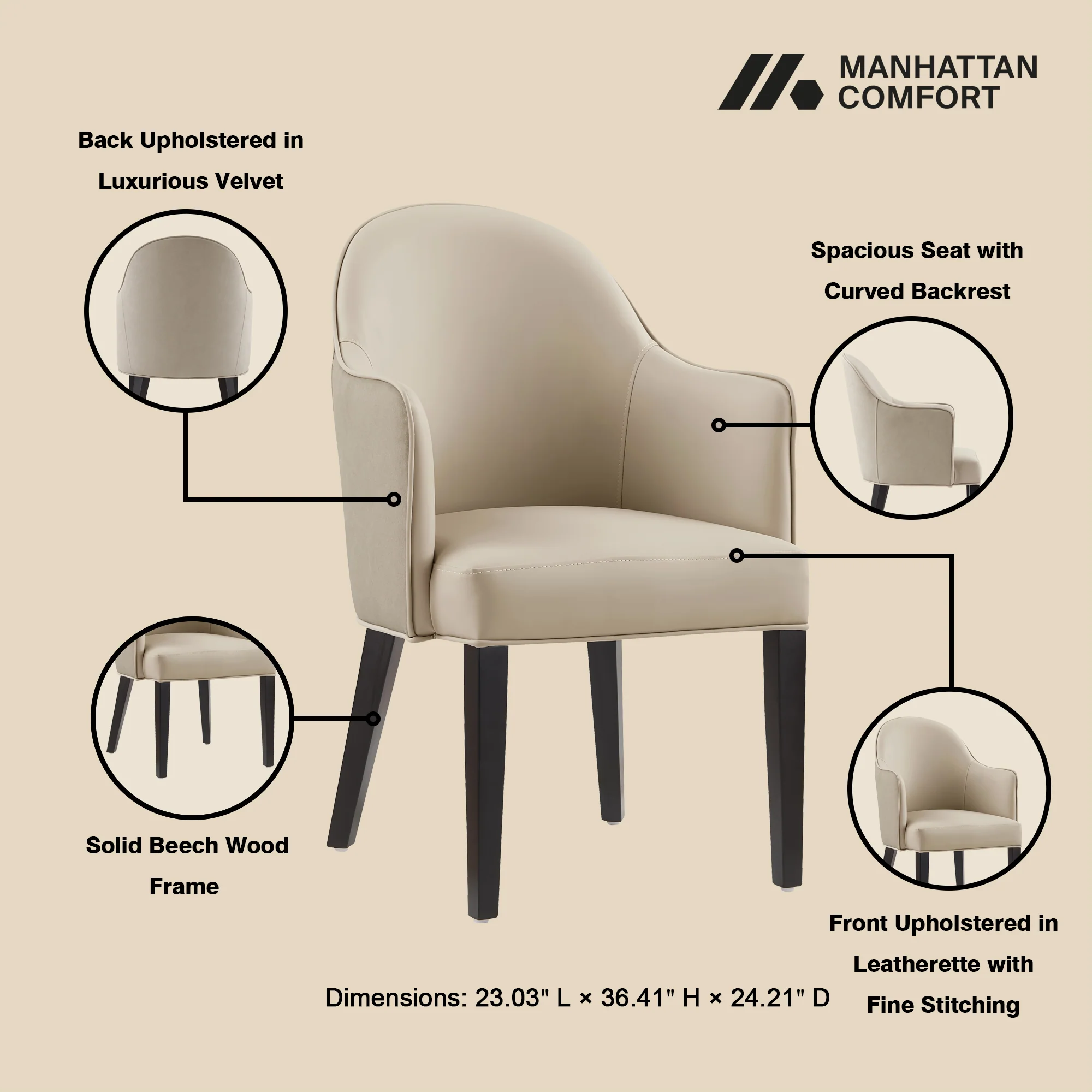 6-Piece Hillman Dining Chair and Arm Chair in Sand - Image 6