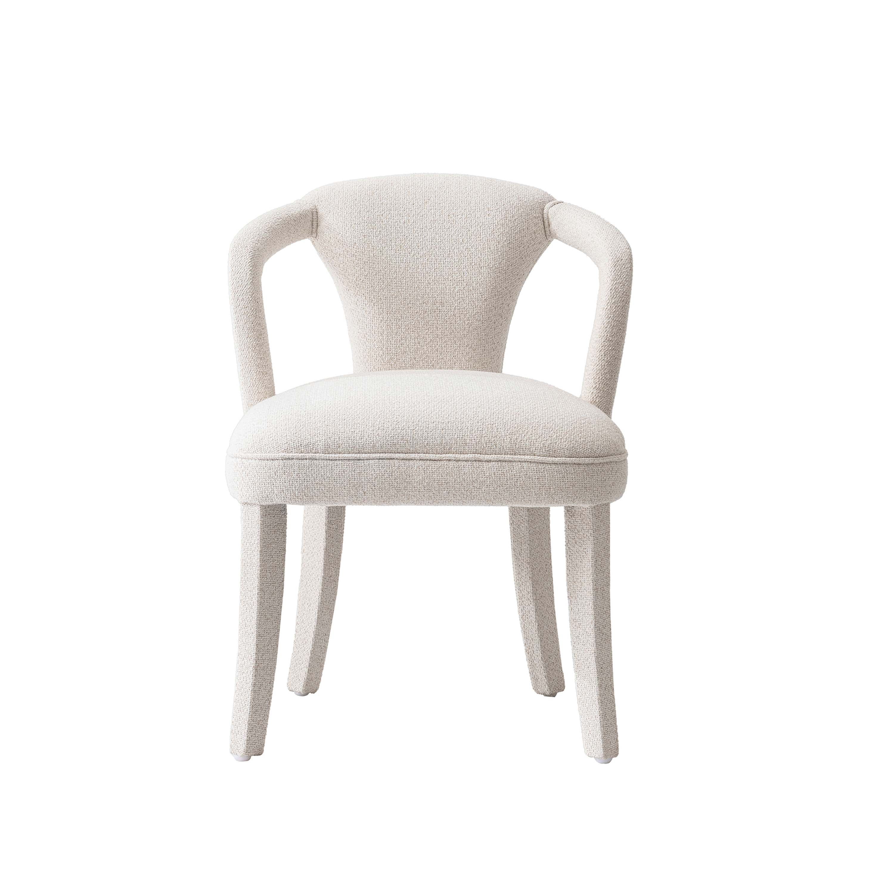 7-Piece Hathaway 59.05 Round Dining Set in Natural with 6 Flor Dining Chairs in Ivory - Image 7