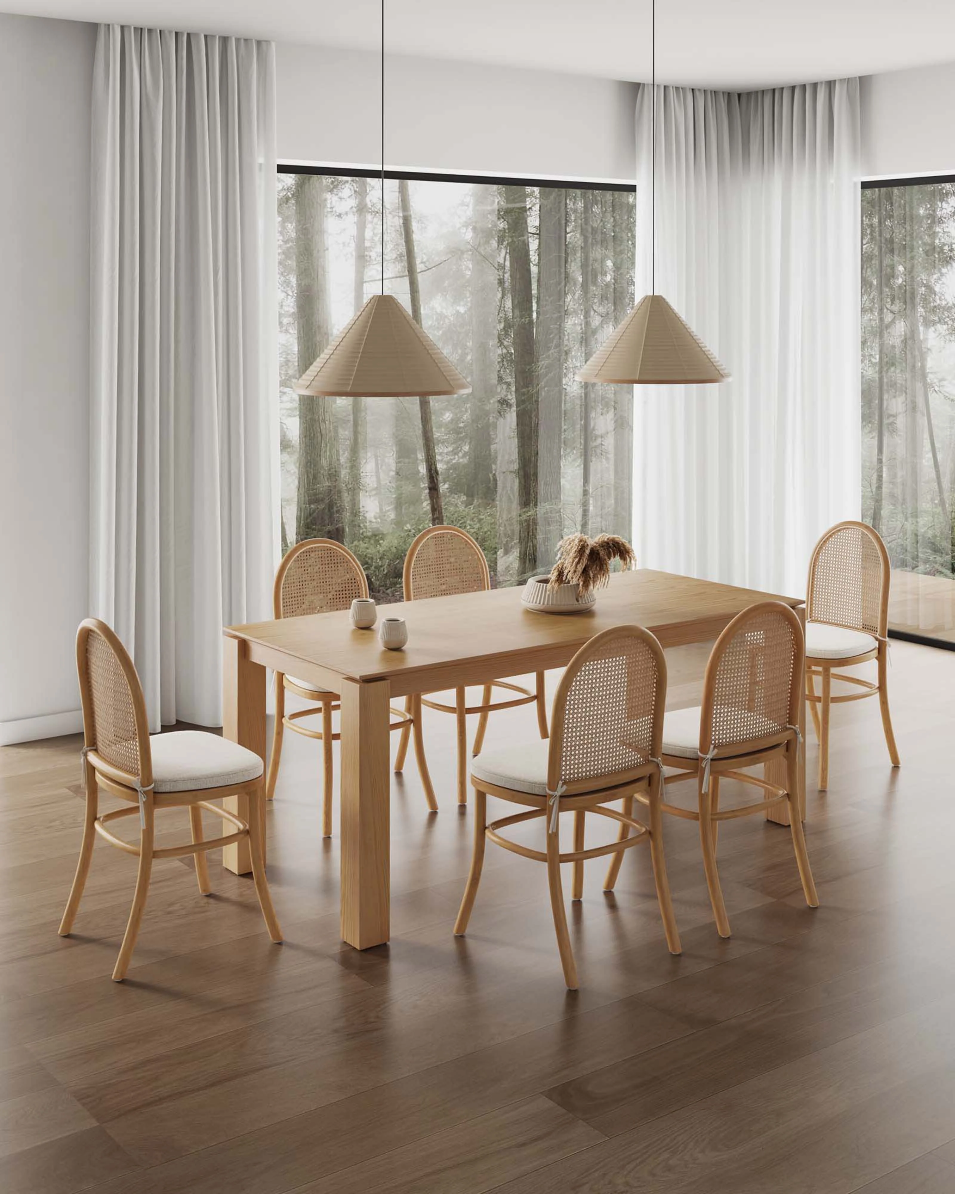 7-Piece Rockaway 70.86 Dining Set in Nature with 6 Paragon 1.0 Dining Chairs - Image 2