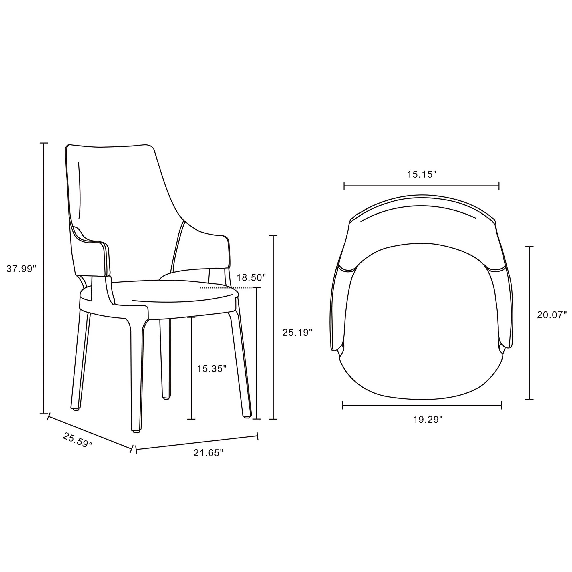 8-Piece Kara Dining Side and Arm Chairs in Light Grey - Image 3