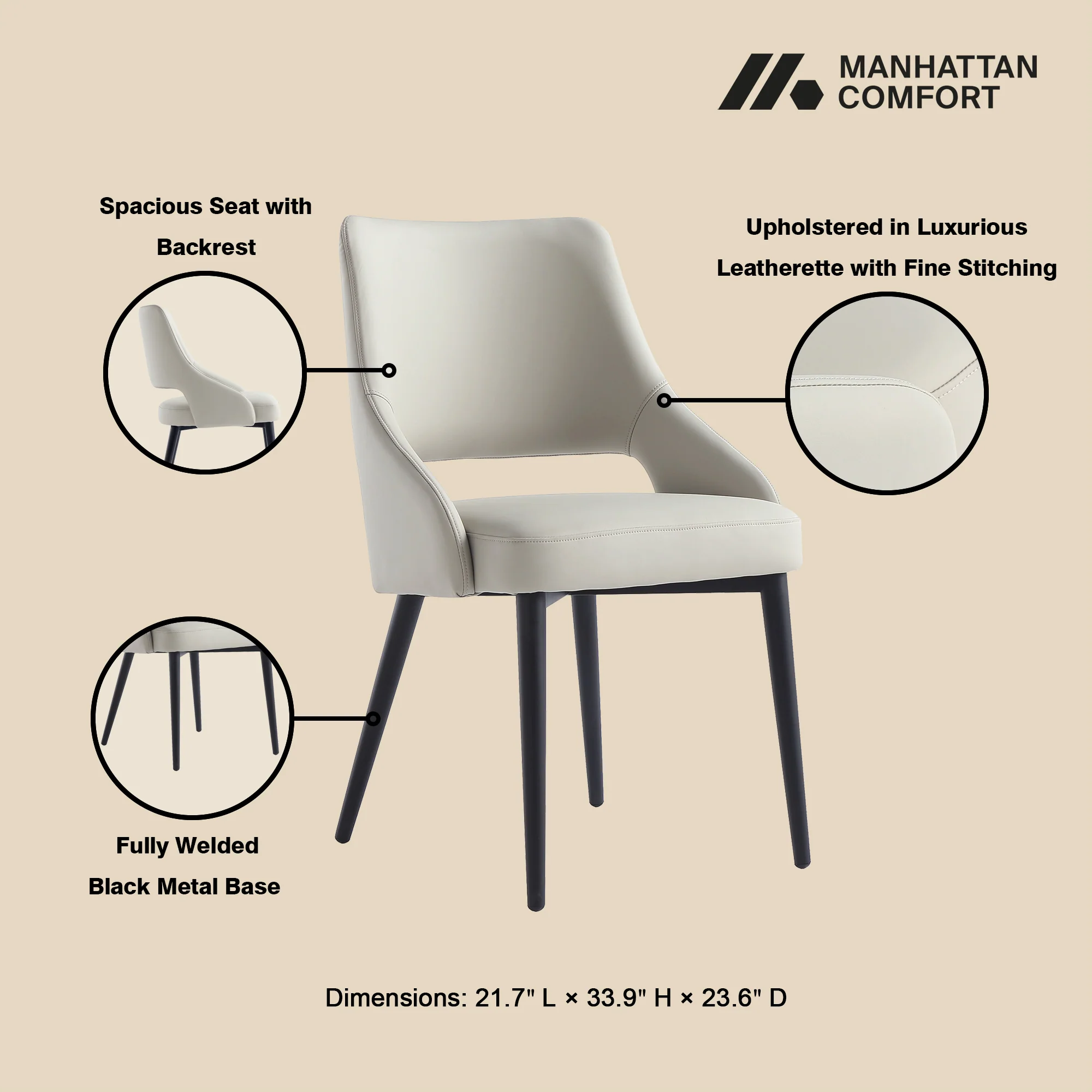 8-Piece Tremont Dining Chair in Stone - Image 4