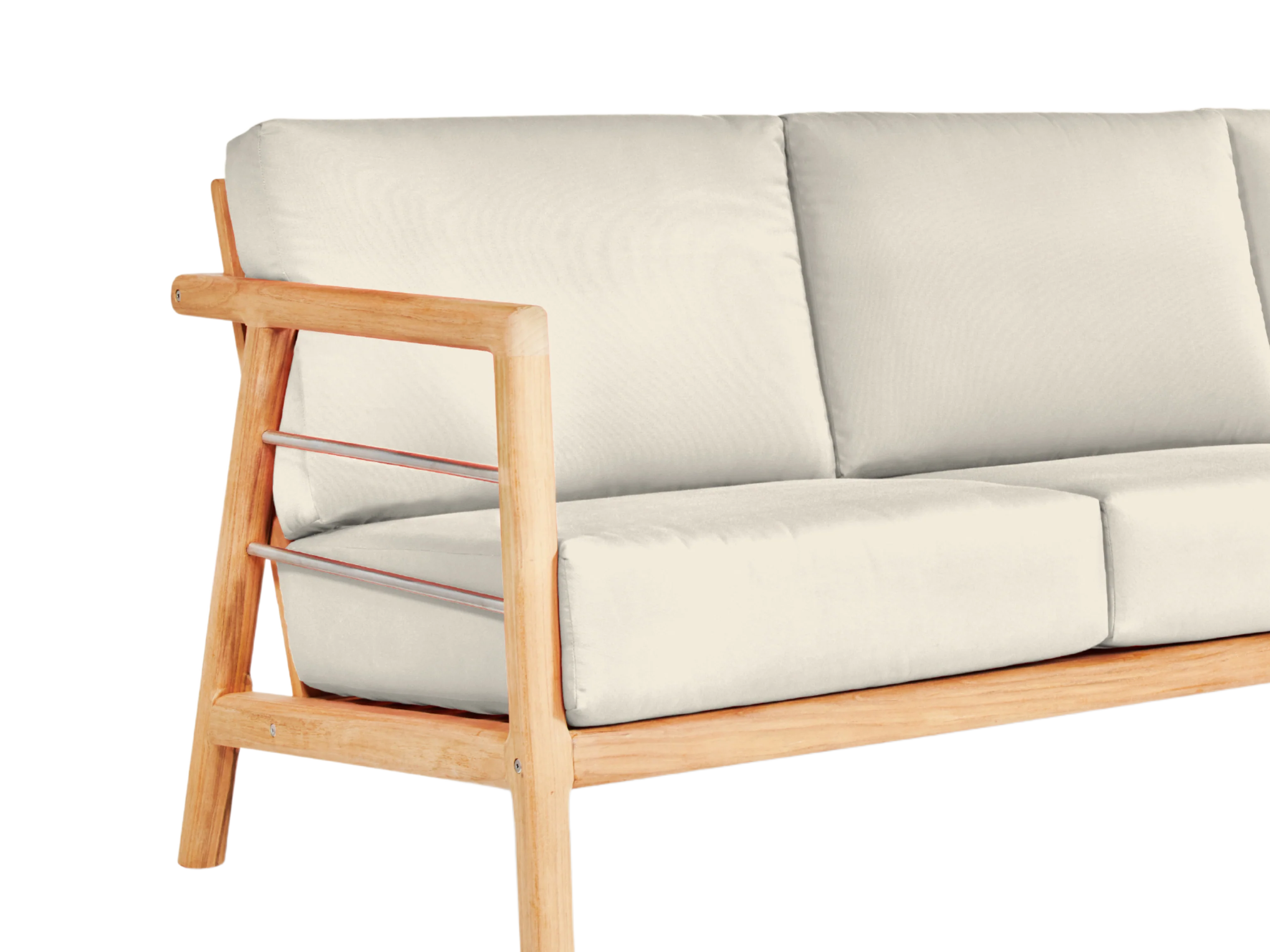 Aalto 3-Person Teak Canvas Outdoor Sofa with Sunbrella® Cushion - Image 3