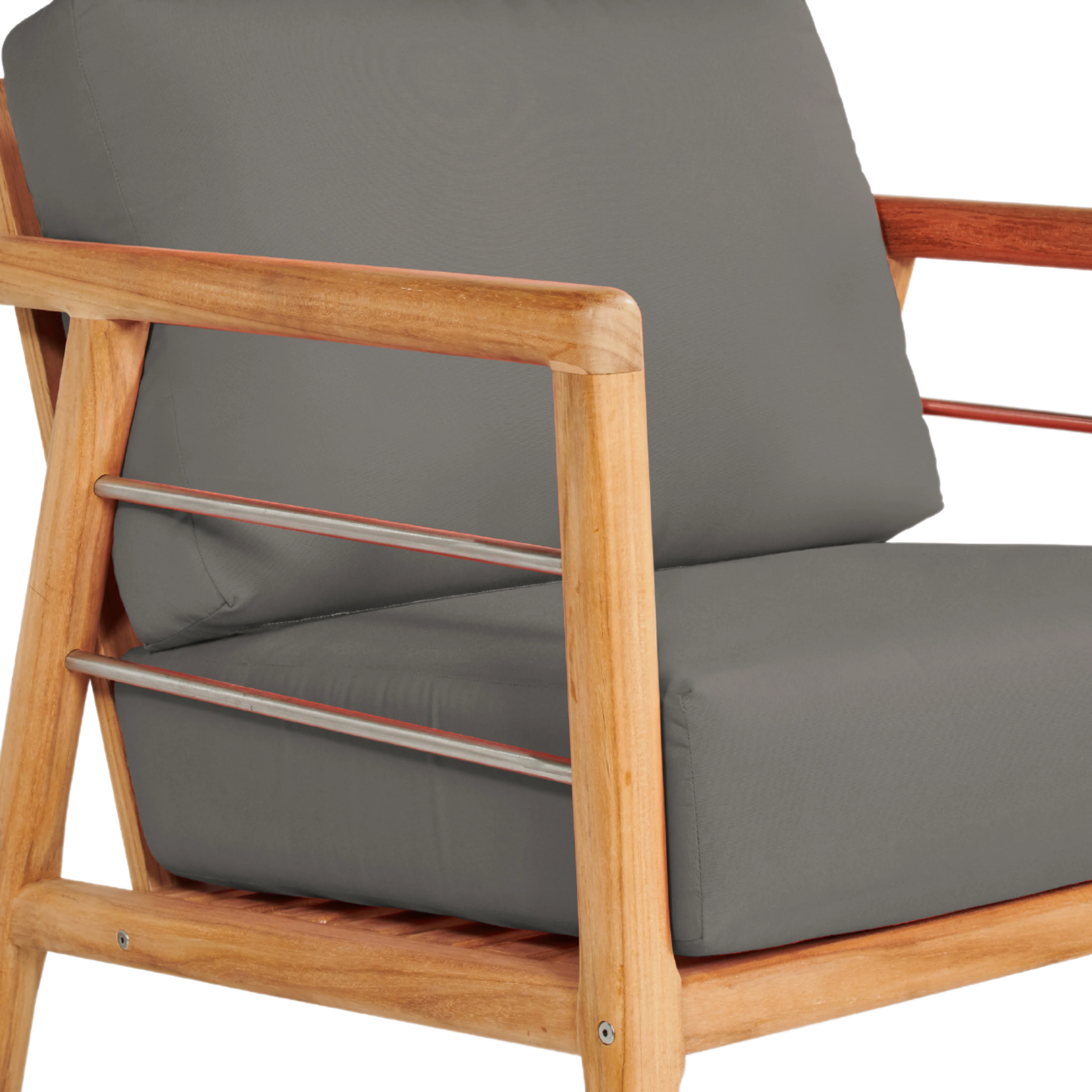 Aalto Teak Charcoal Outdoor Club Chair with Sunbrella® Cushion - Image 3