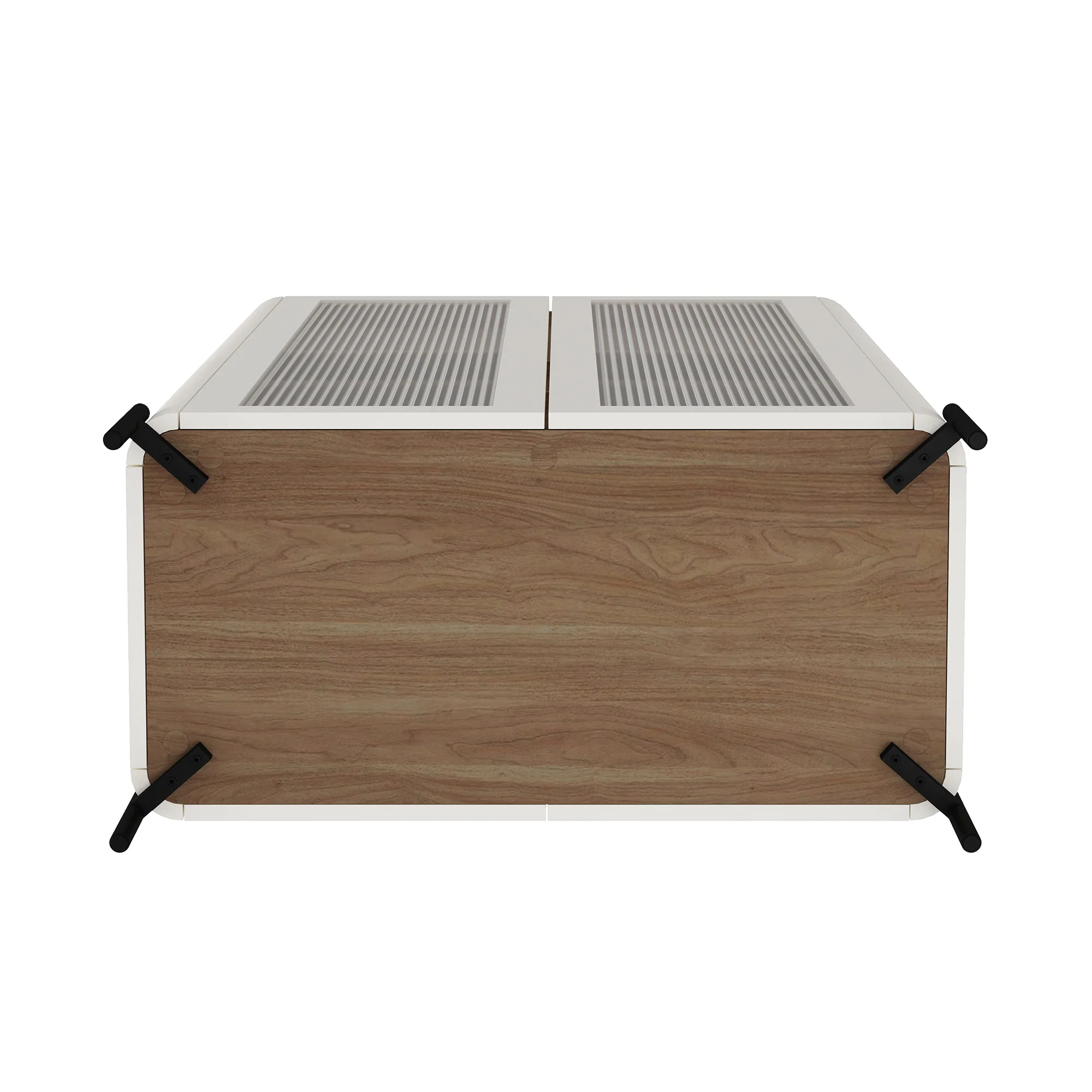 Abbey Décor Glass Cabinet in Maple and Off White - Image 11