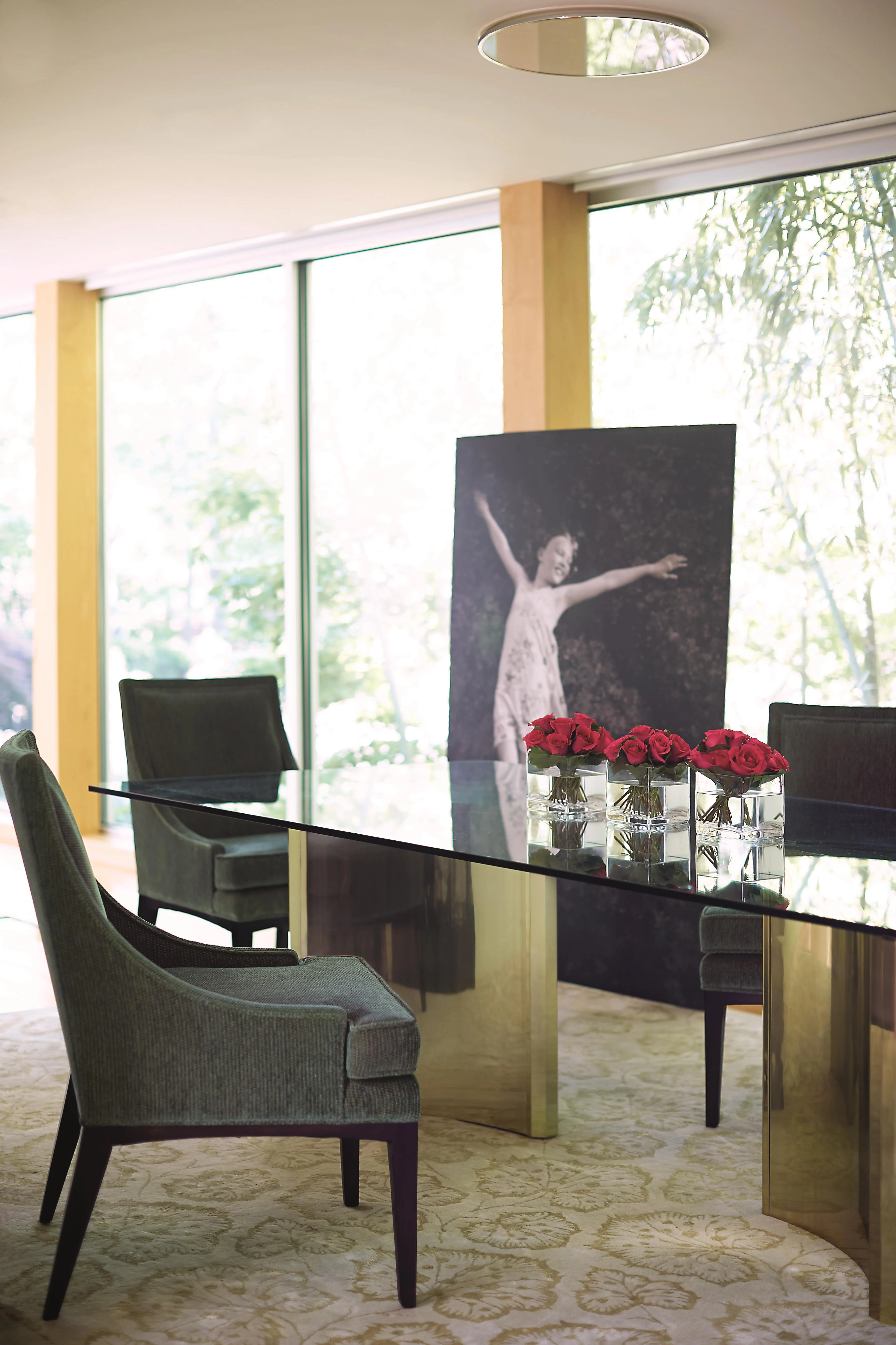 Abbott Patinated Brass/Clear Dining Table - Image 3