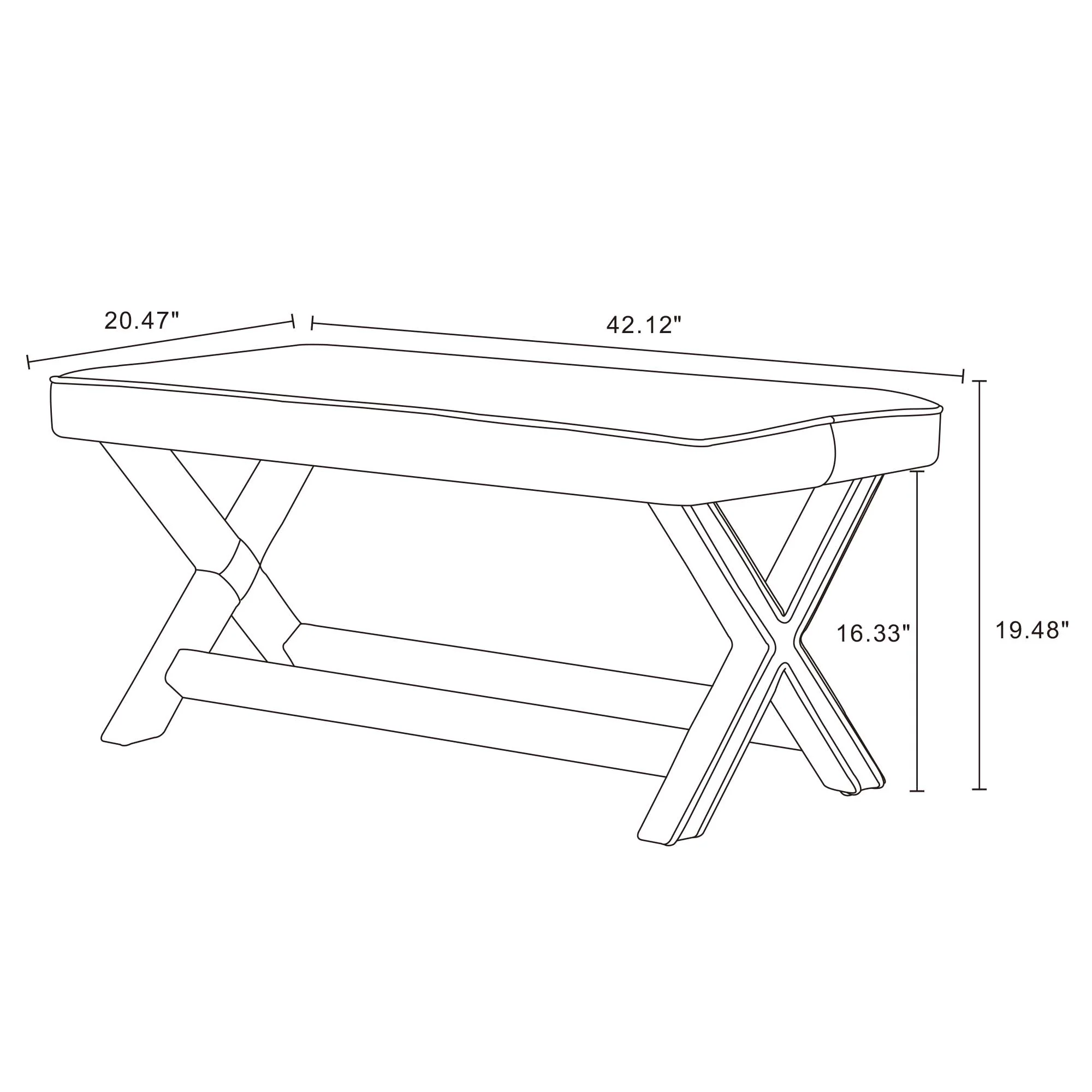 Abigail Double Ottoman Bench in Cream - Image 2
