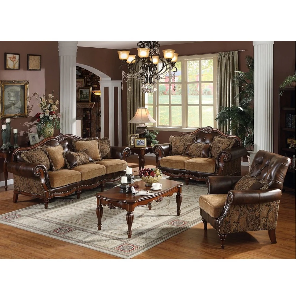Dreena Traditional Bonded Leather and Chenille Loveseat - Image 3