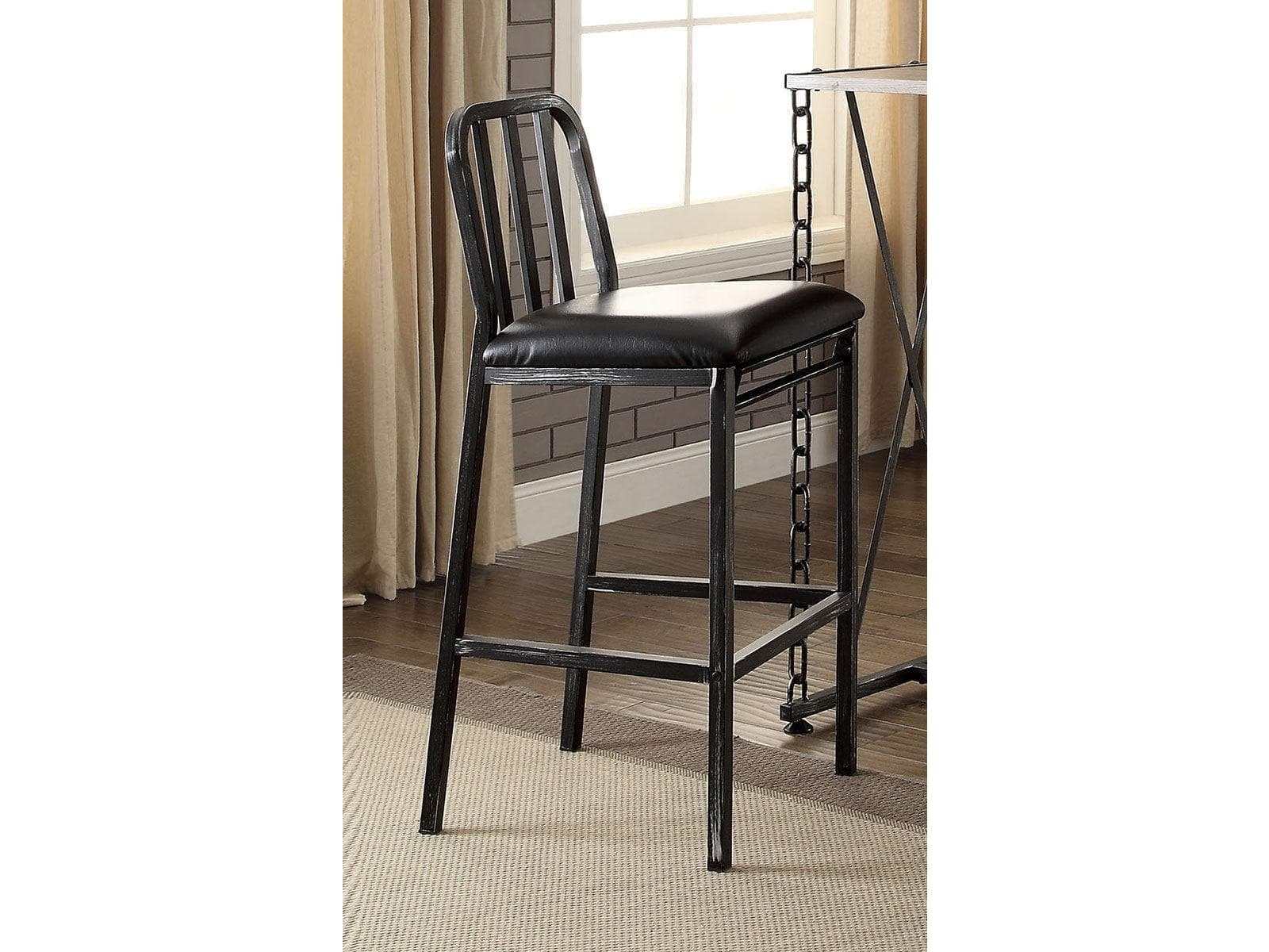 Jodie Bar Chair in Black PU and Antique Black (Set of 2)