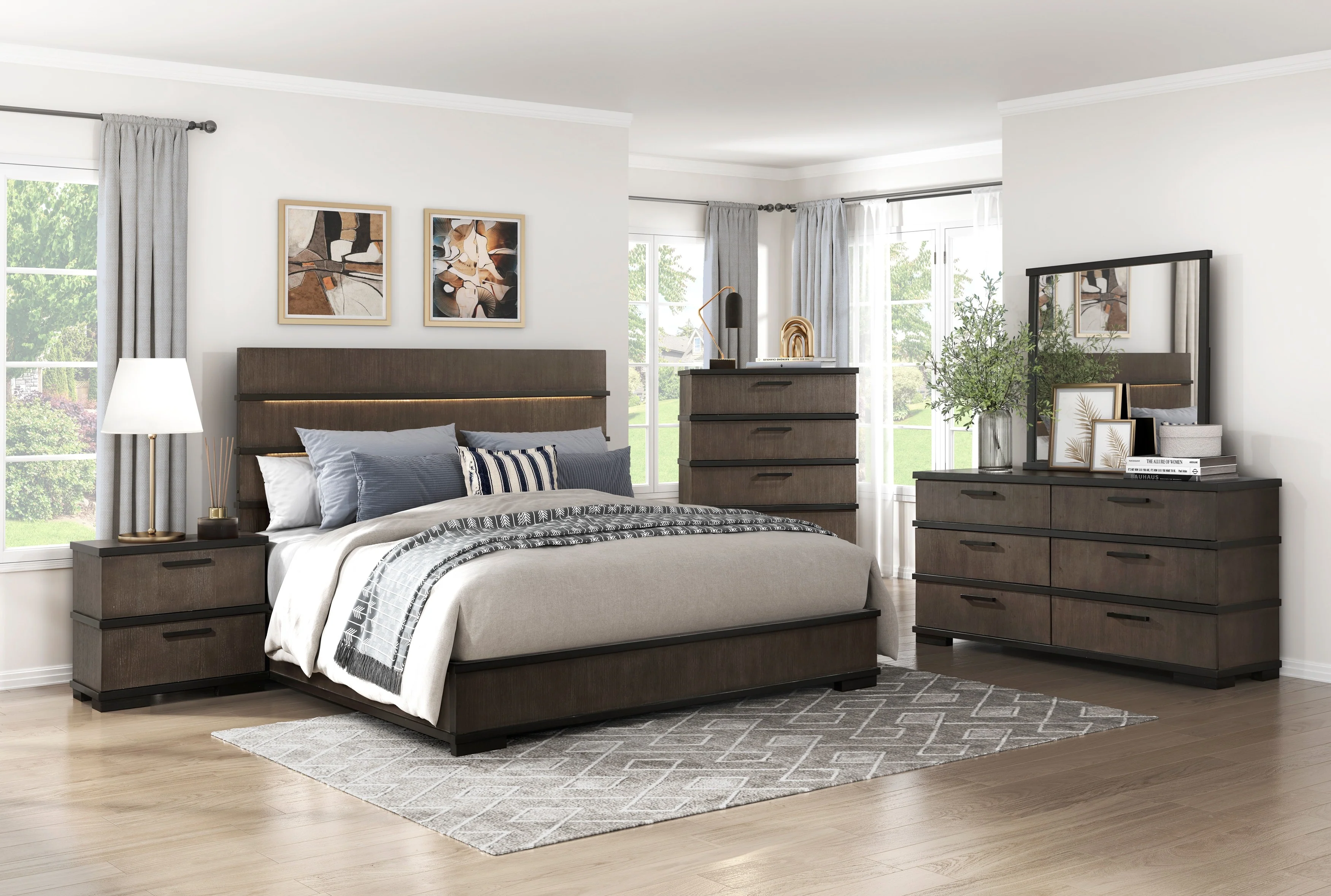 Acworth Brownish-Gray/Black 4-Piece Queen Bedroom Set - Image 15