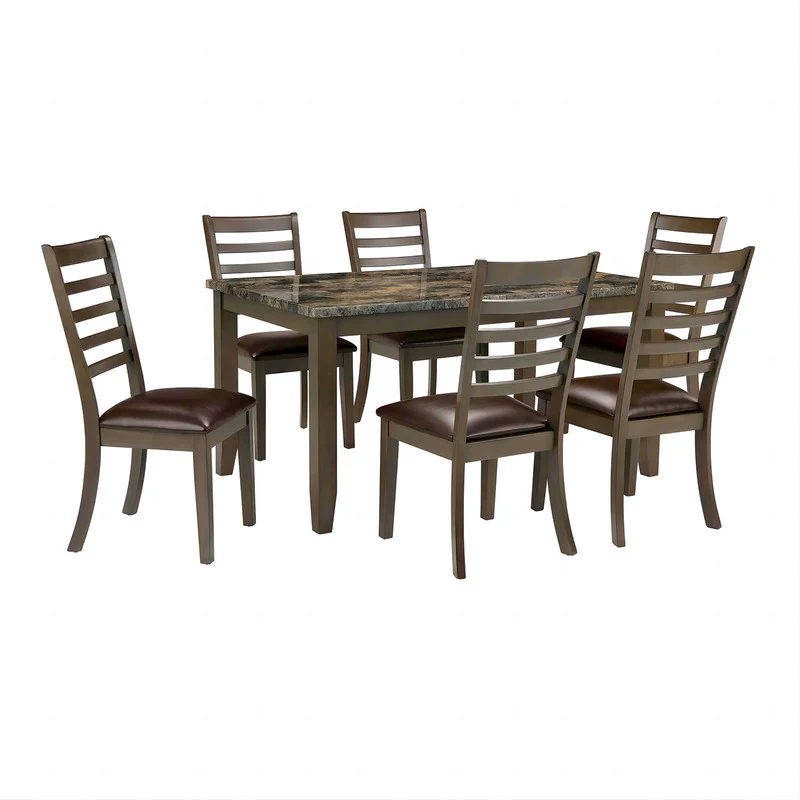 Adia Brown 7 Pc. Dinning Table Set - Image 2