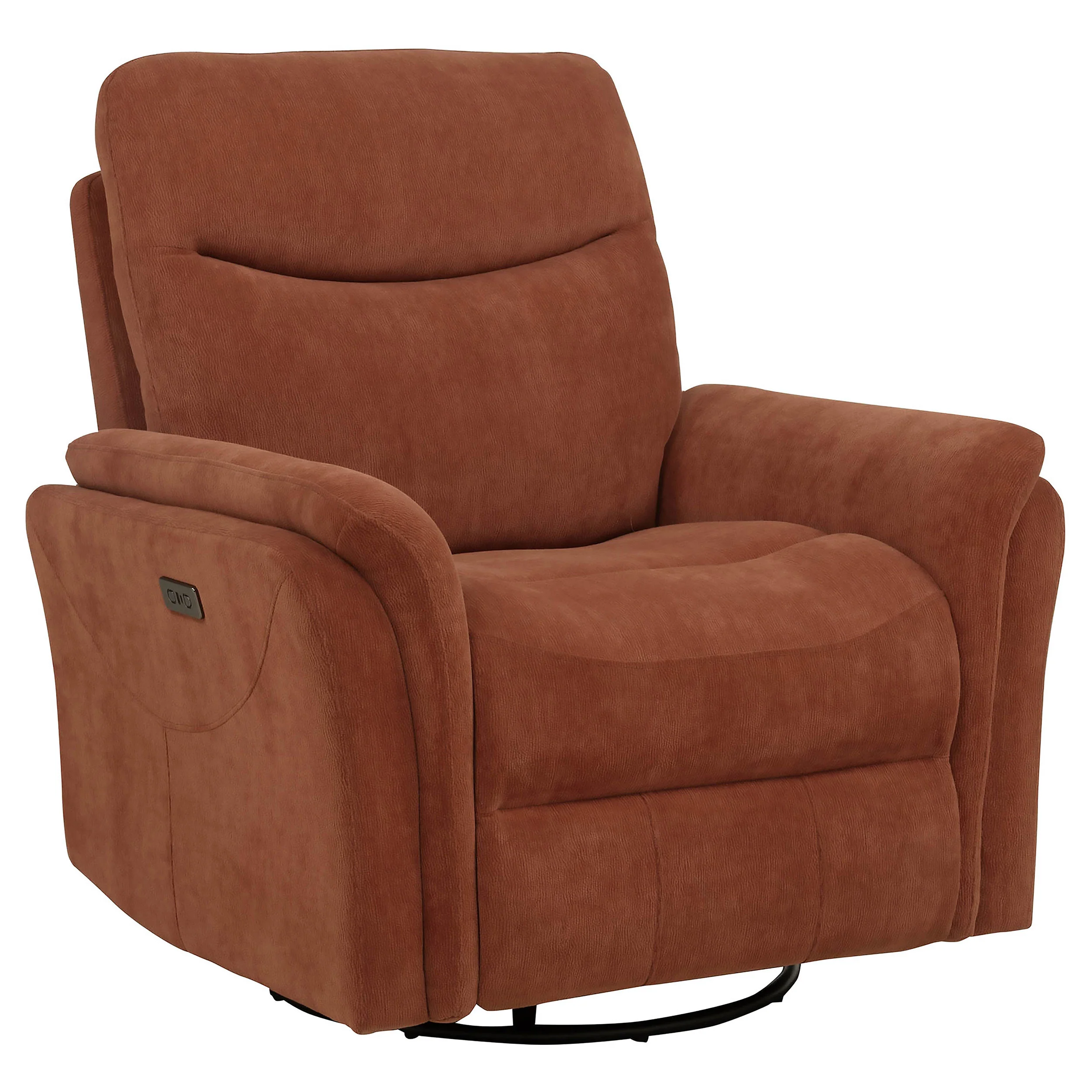 Adler Rust Upholstered Power Swivel Glider Recliner - Image 4