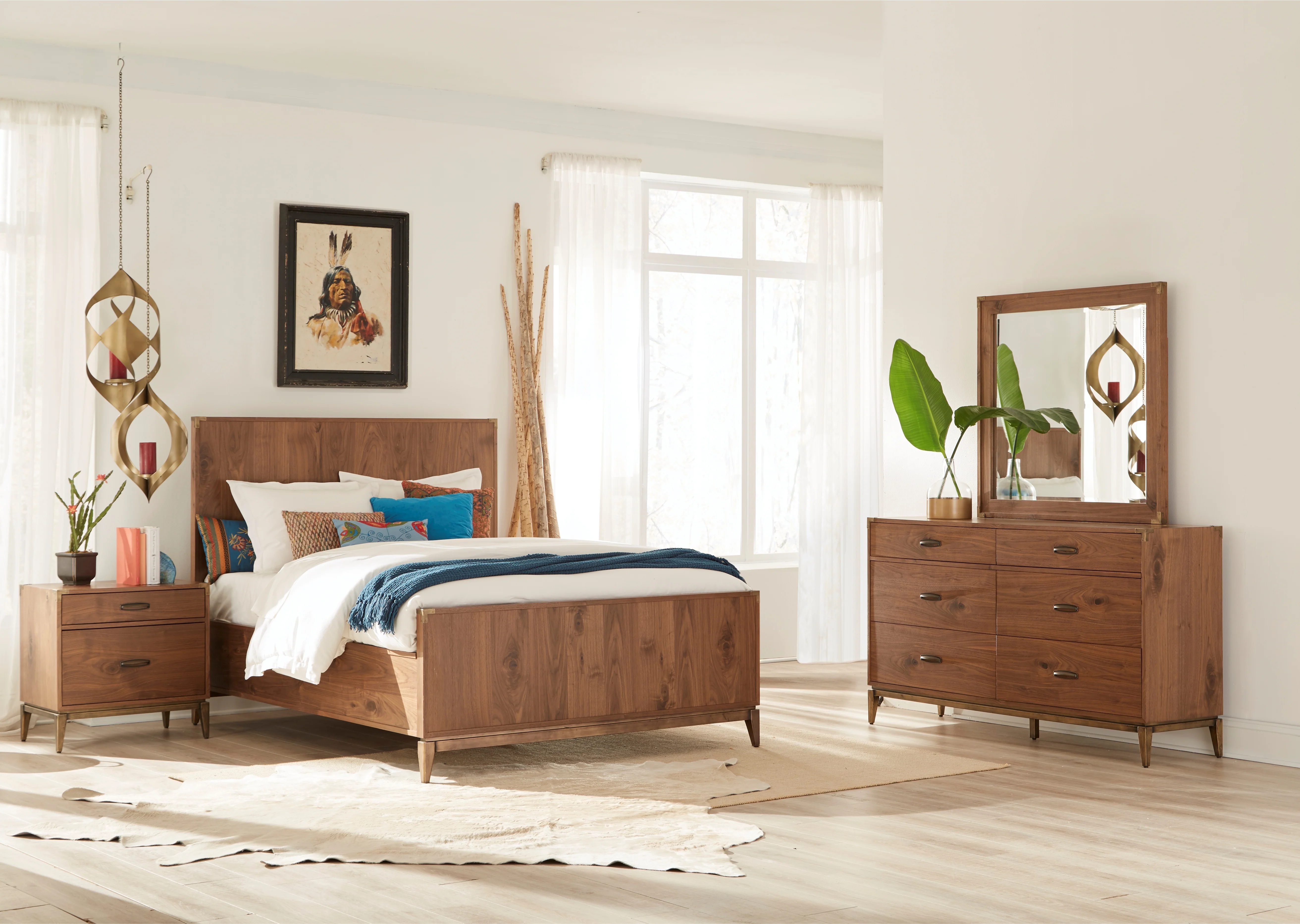 Adler Wood California King Panel Bed in Natural Walnut - Image 3