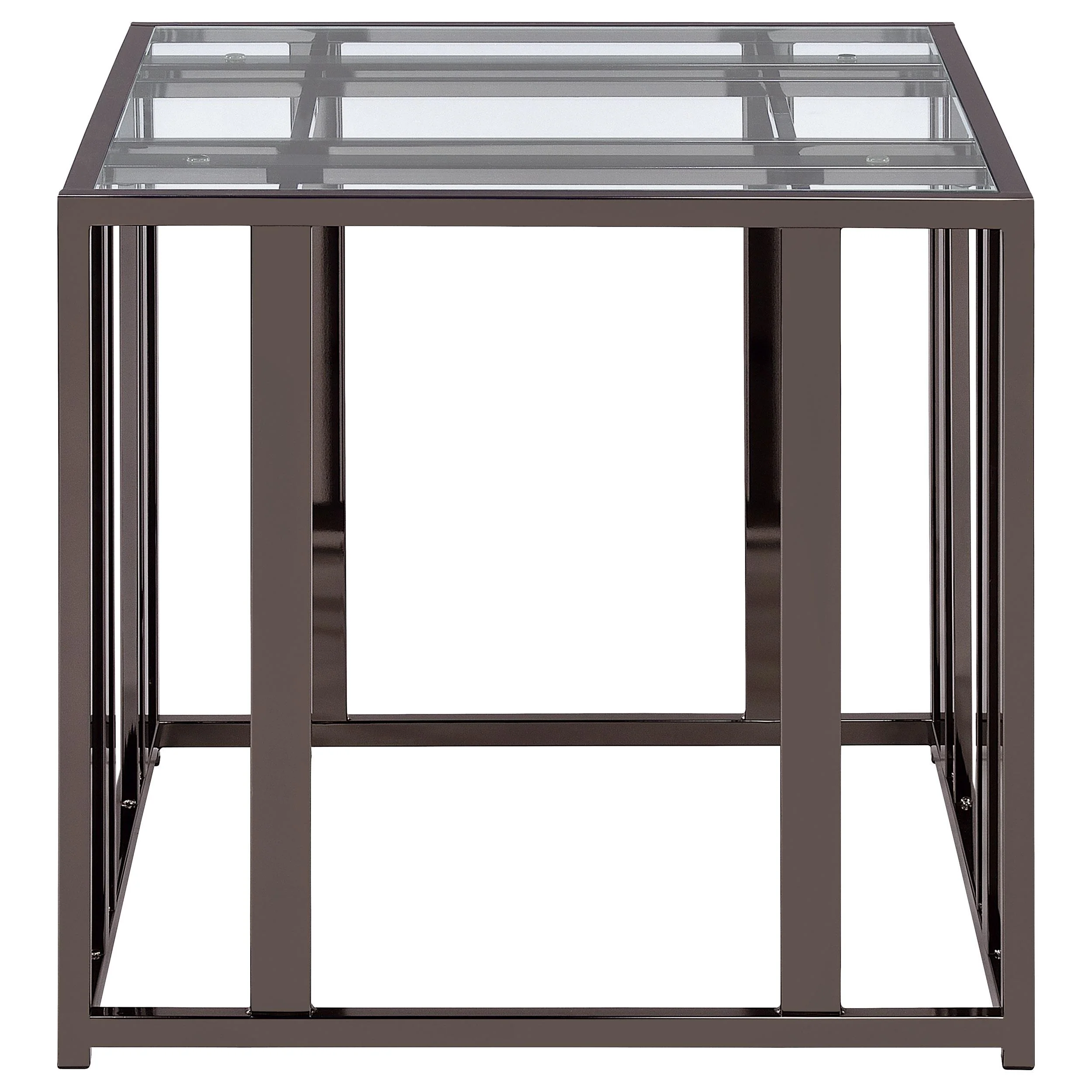 Adri Black Nickel Rectangular Glass Top Side End Table - Image 5