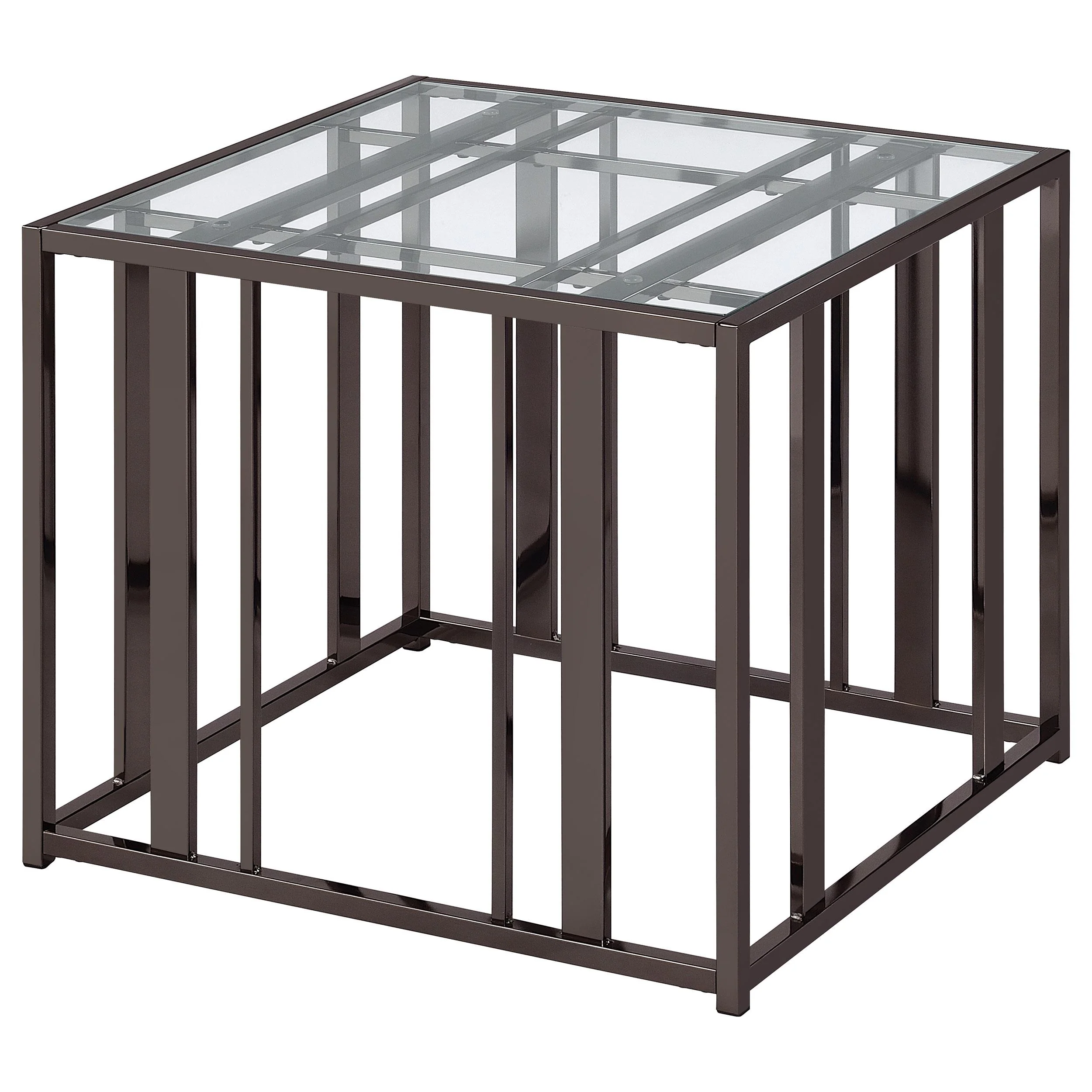 Adri Black Nickel Rectangular Glass Top Side End Table - Image 8