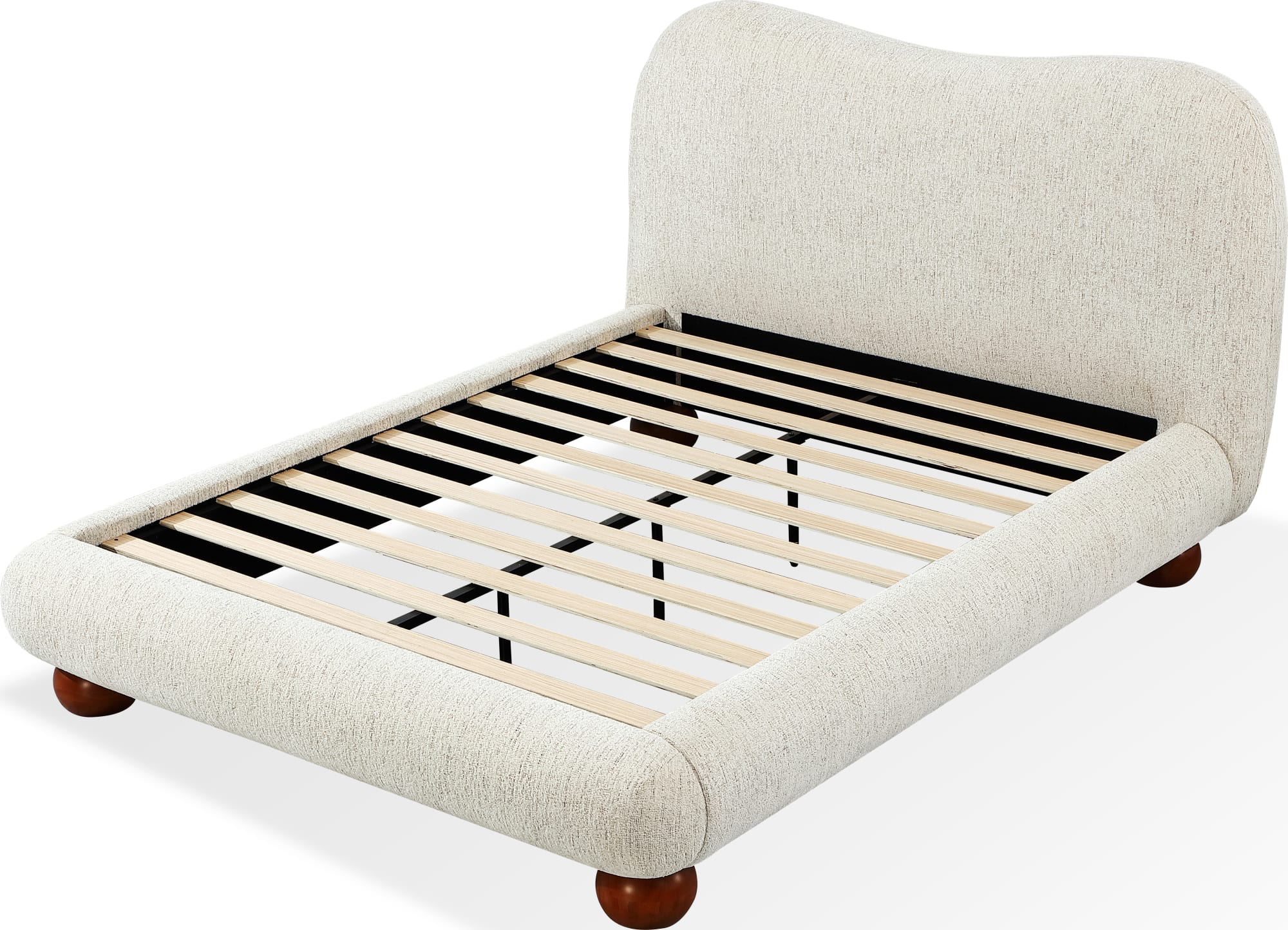 Afra Chinchilla Queen Chenille Upholstered Wood Leg Platform Bed - Image 7