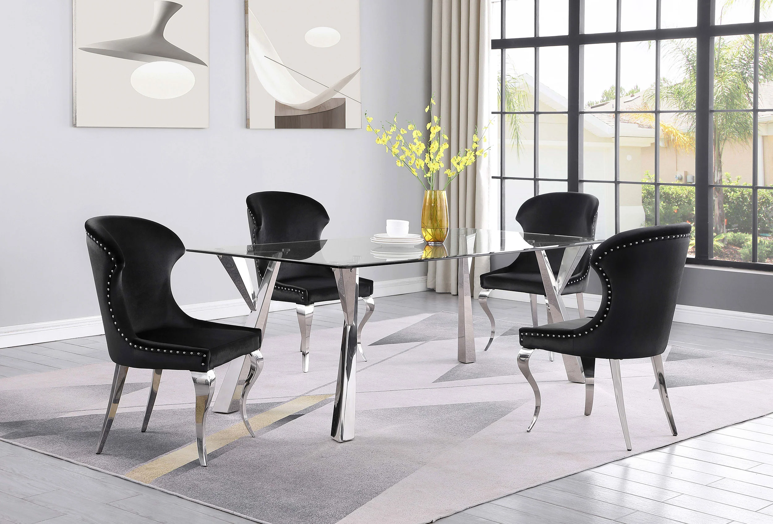 Alaia Chrome Rectangular Dining Room Table - Image 6