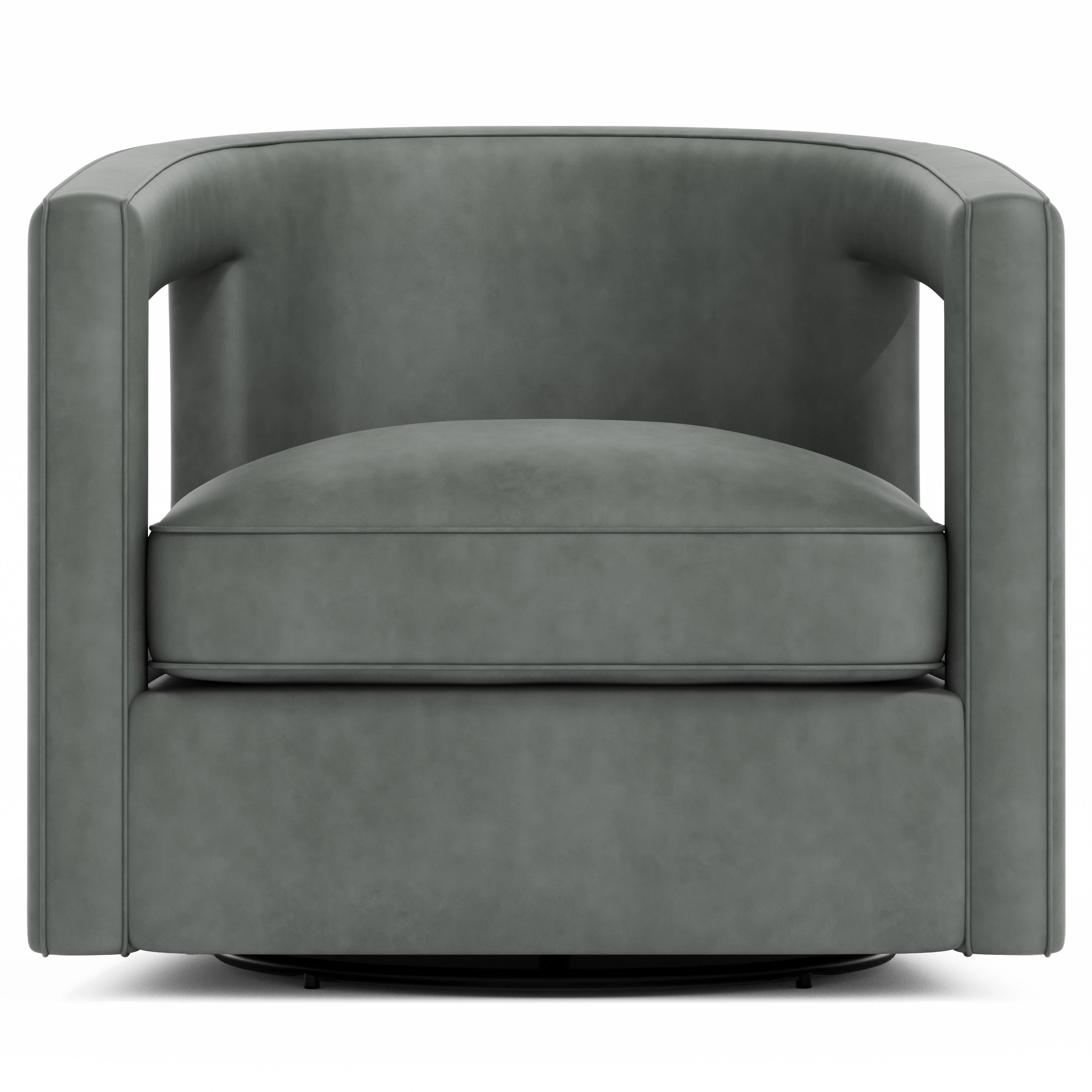 Alana Grey Leather Swivel Chair (Low-Profile Back) - Image 3