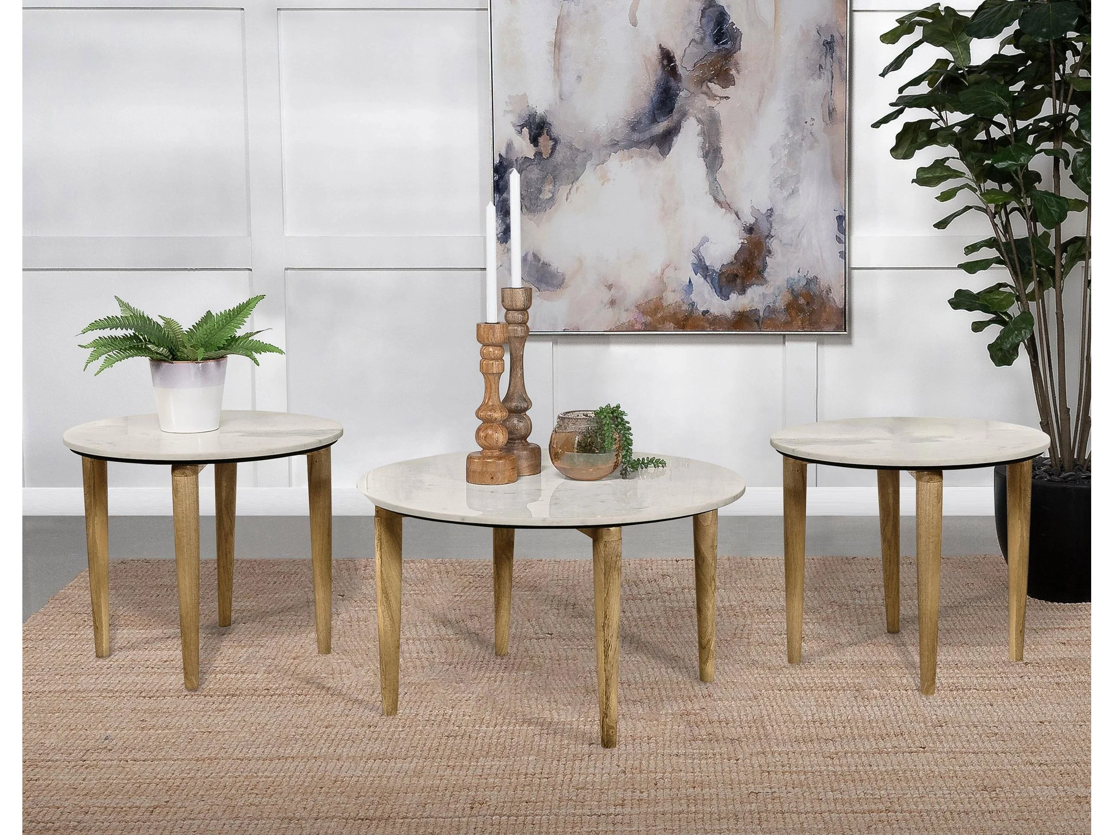 Aldis White 3-piece Coffee and End Table Set