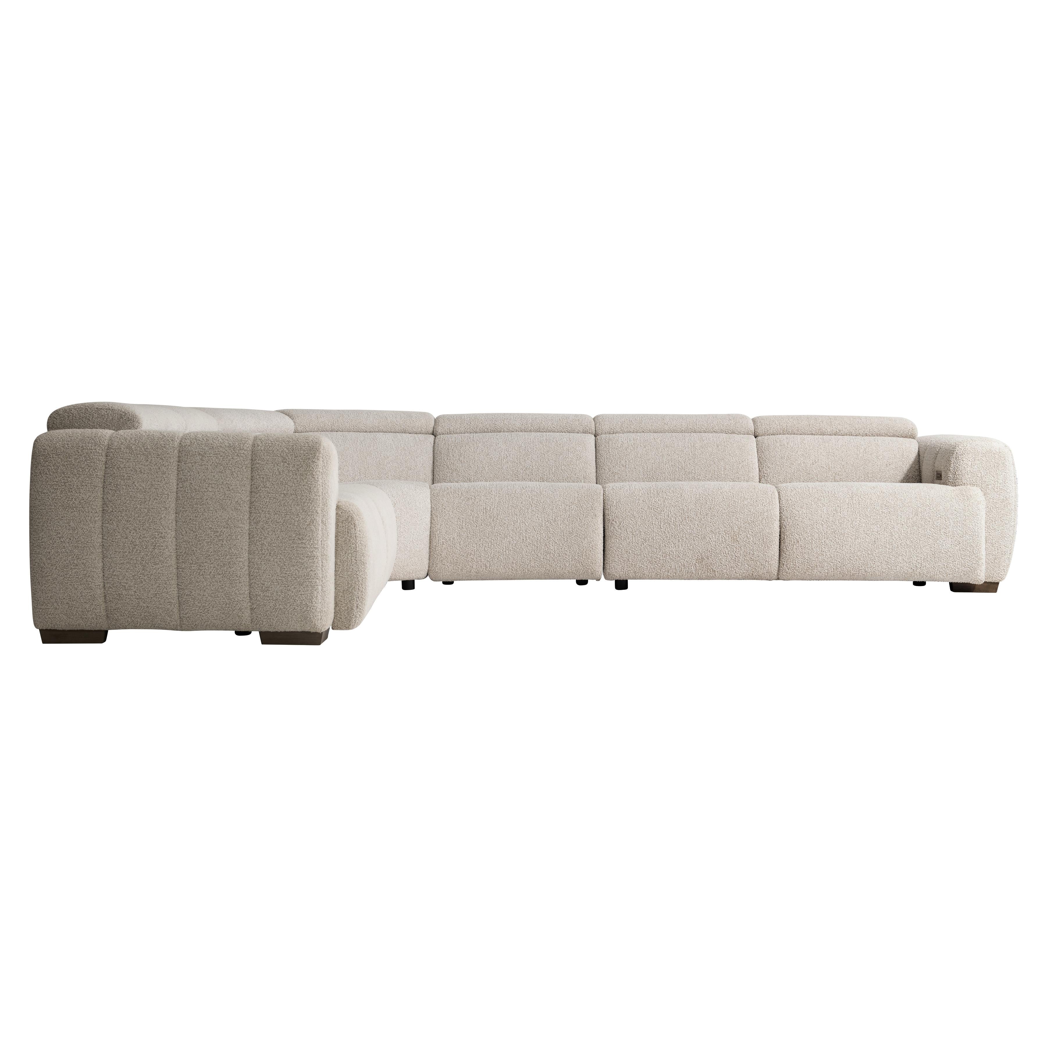Aldo White/Cream Fabric Power Motion Sectional - Image 3