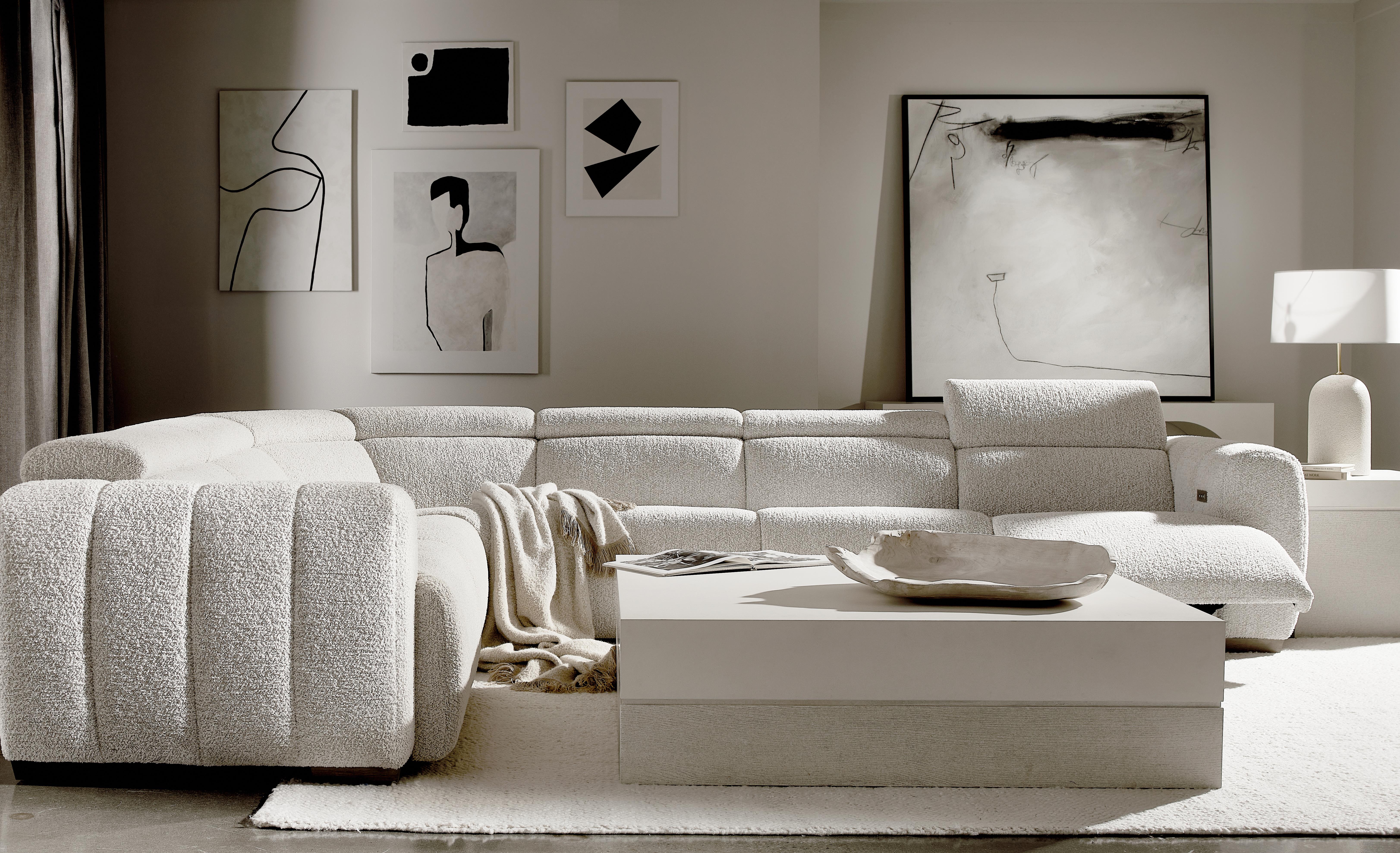 Aldo White/Cream Fabric Power Motion Sectional - Image 8