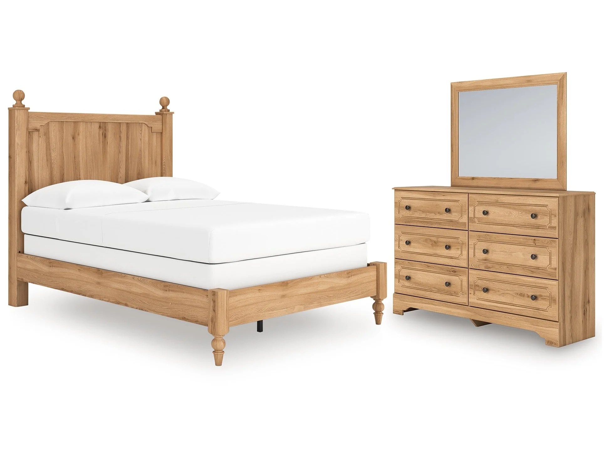 Aleaport Warm Brown Full Panel Bed, Dresser and Mirror (Online Special Price)
