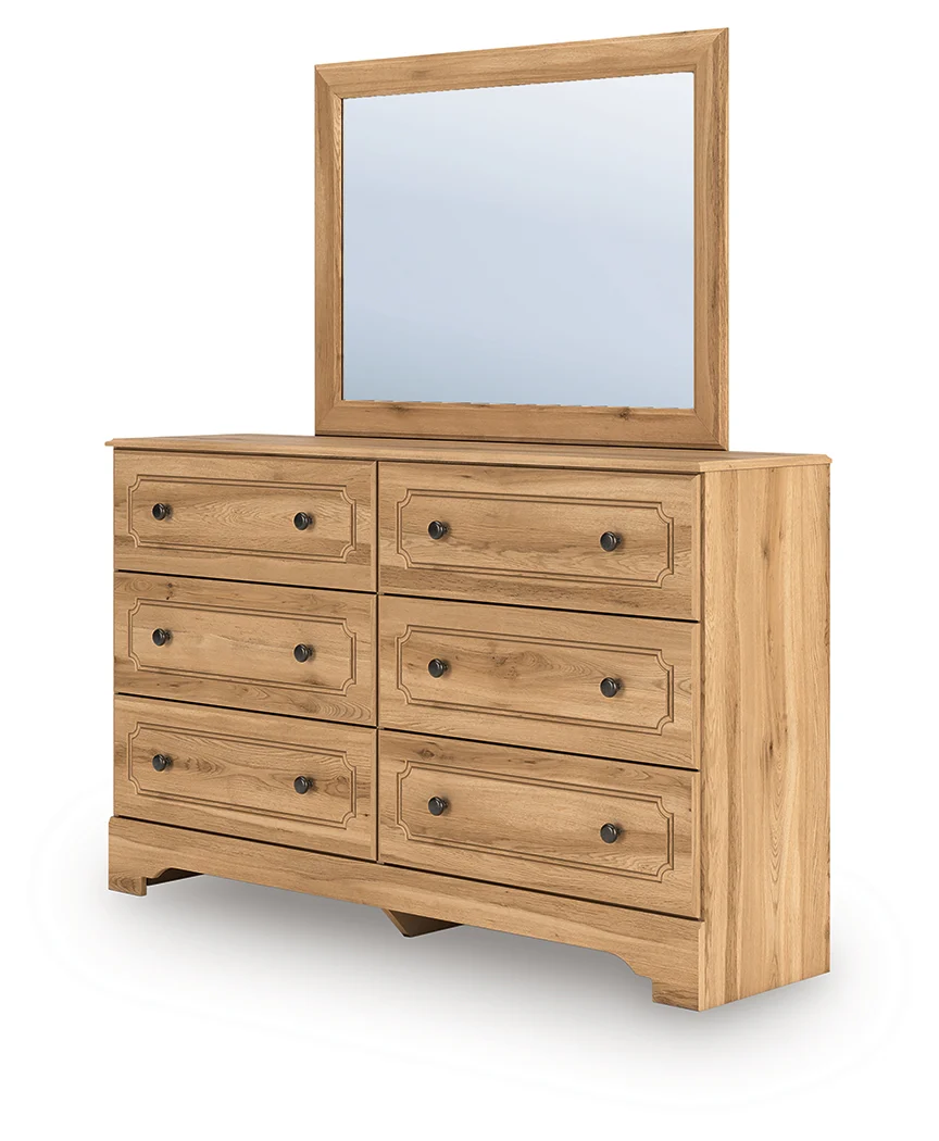 Aleaport Warm Brown King Panel Bed, Dresser, Mirror and Nightstand - Image 8