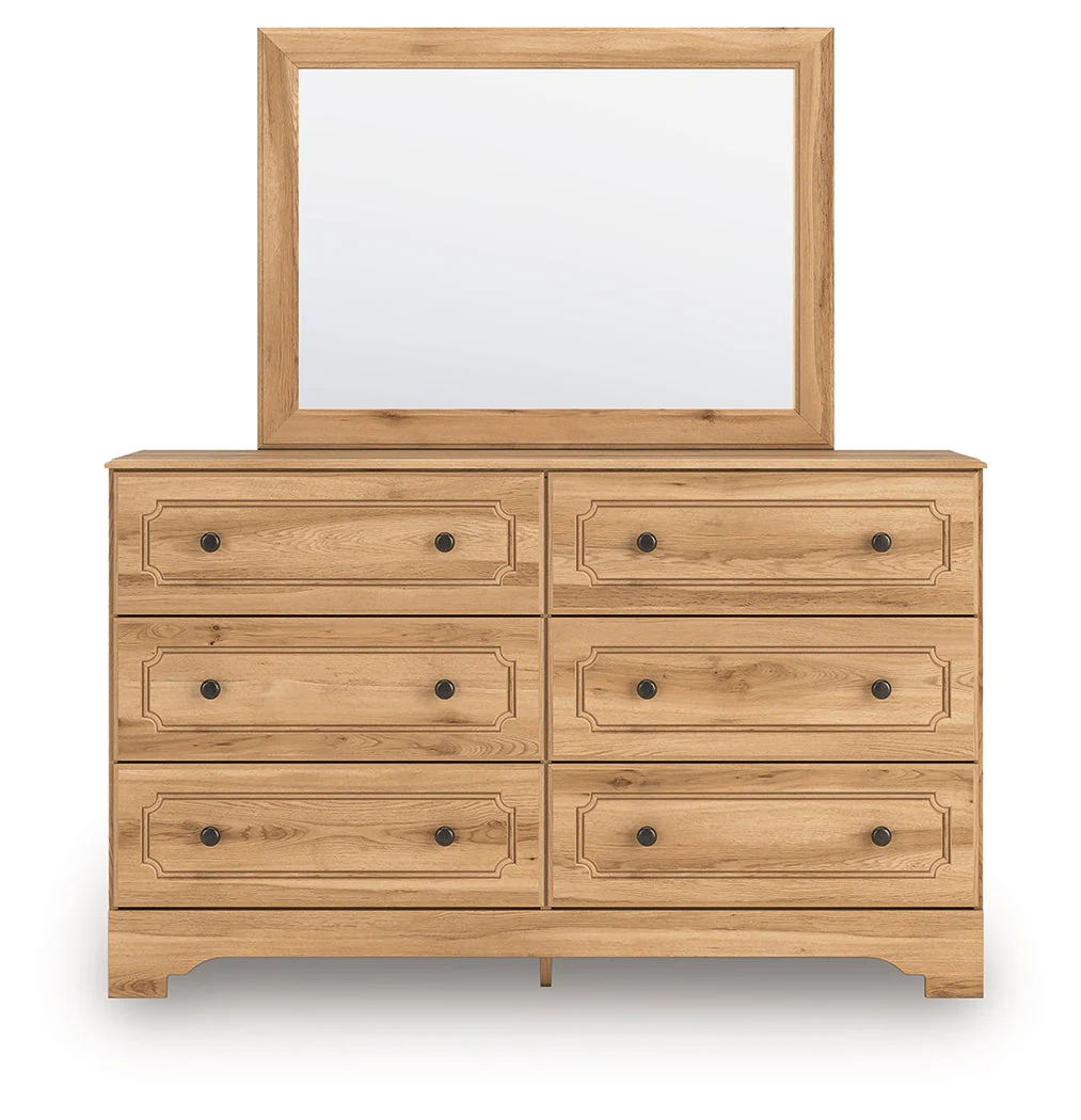 Aleaport Warm Brown King Panel Bed, Dresser, Mirror and Nightstand (Online Special Price) - Image 2