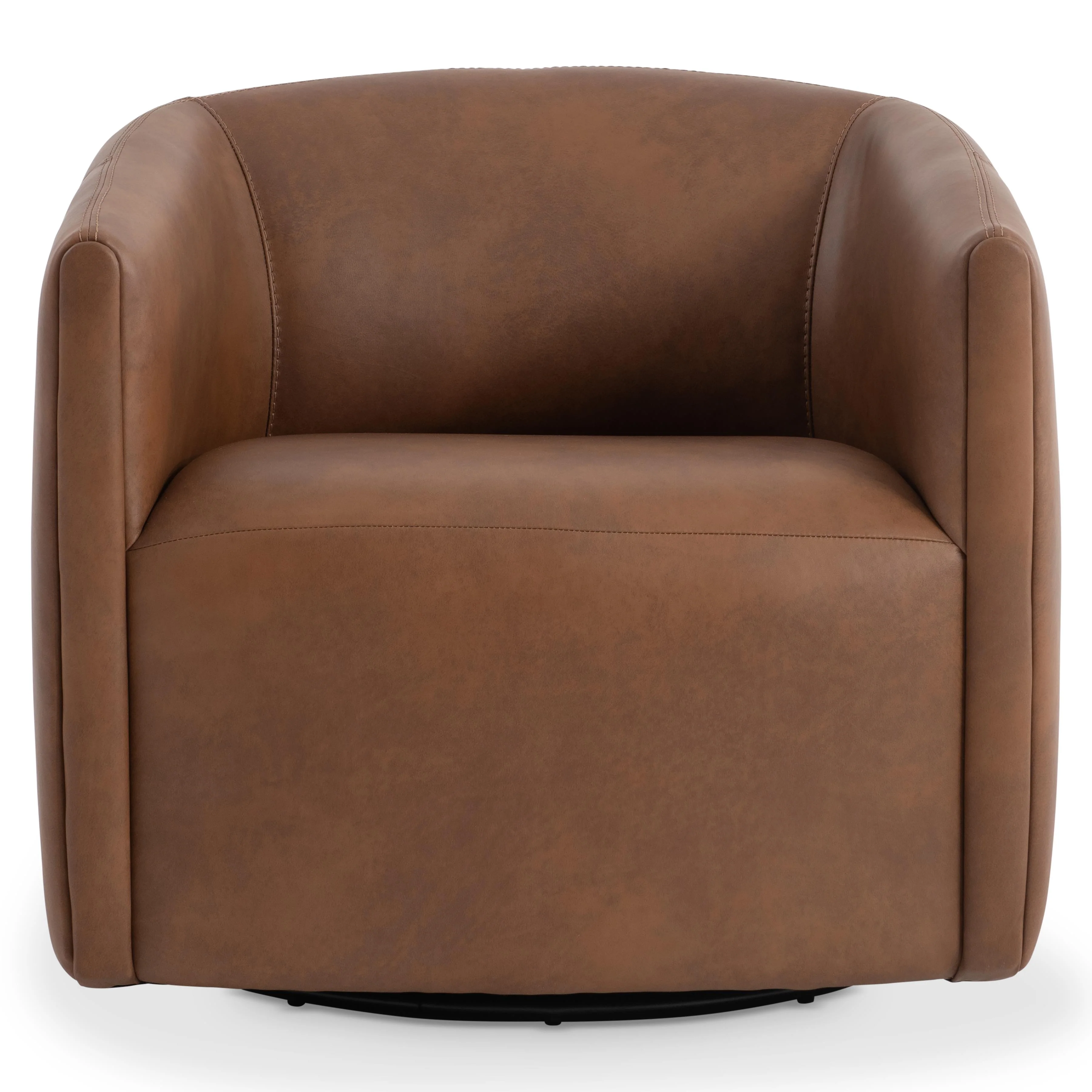 Aline Brown Leather Swivel Chair - Image 3