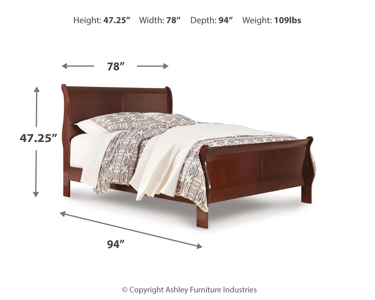Alisdair Reddish Brown California King Sleigh Bed, Dresser, Mirror, Chest and Nightstand (Online Special Price) - Image 7