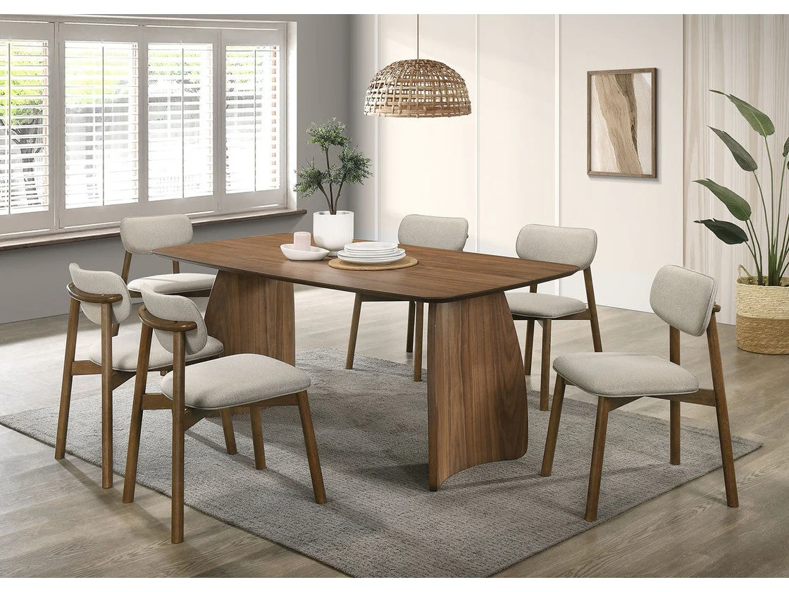 Alnwick Walnut/Beige 7 Pc. Dining Table Set