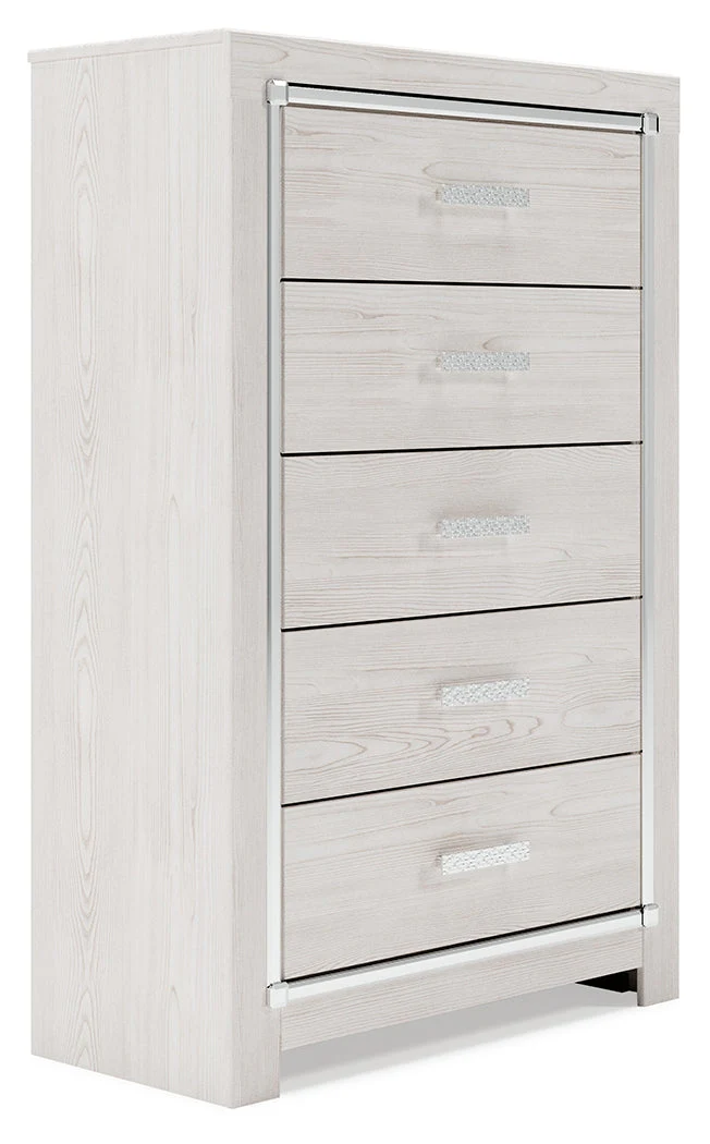 Altyra White King Panel Bed, Dresser, Mirror, Chest and Nightstand (Online Special Price) - Image 9