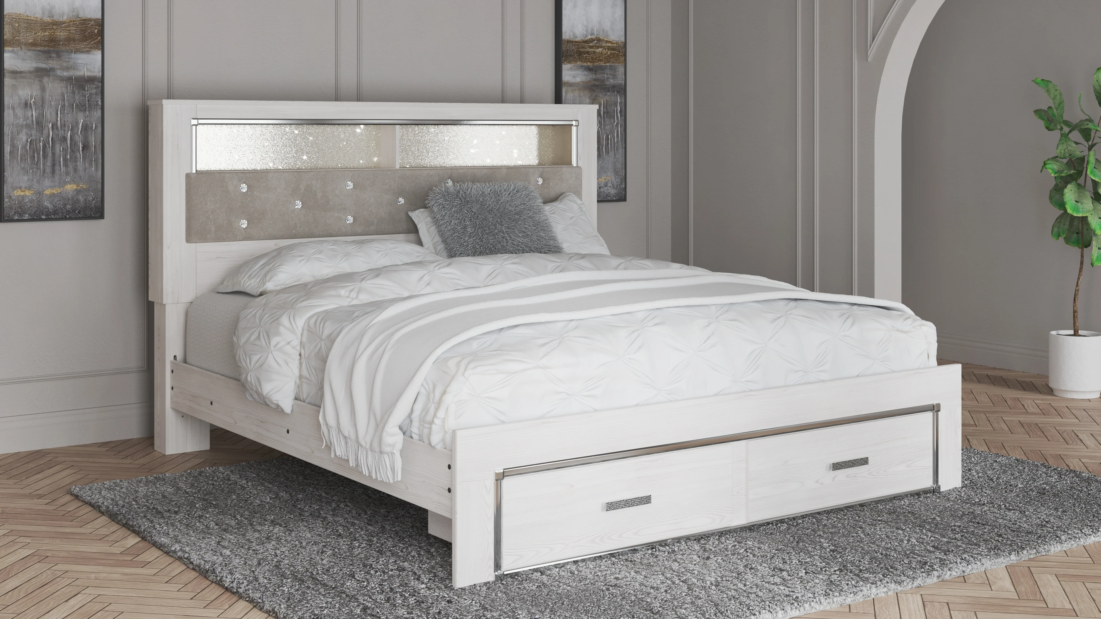 Altyra White King Storage Bed, Dresser, Mirror, Chest and Nightstand - Image 25